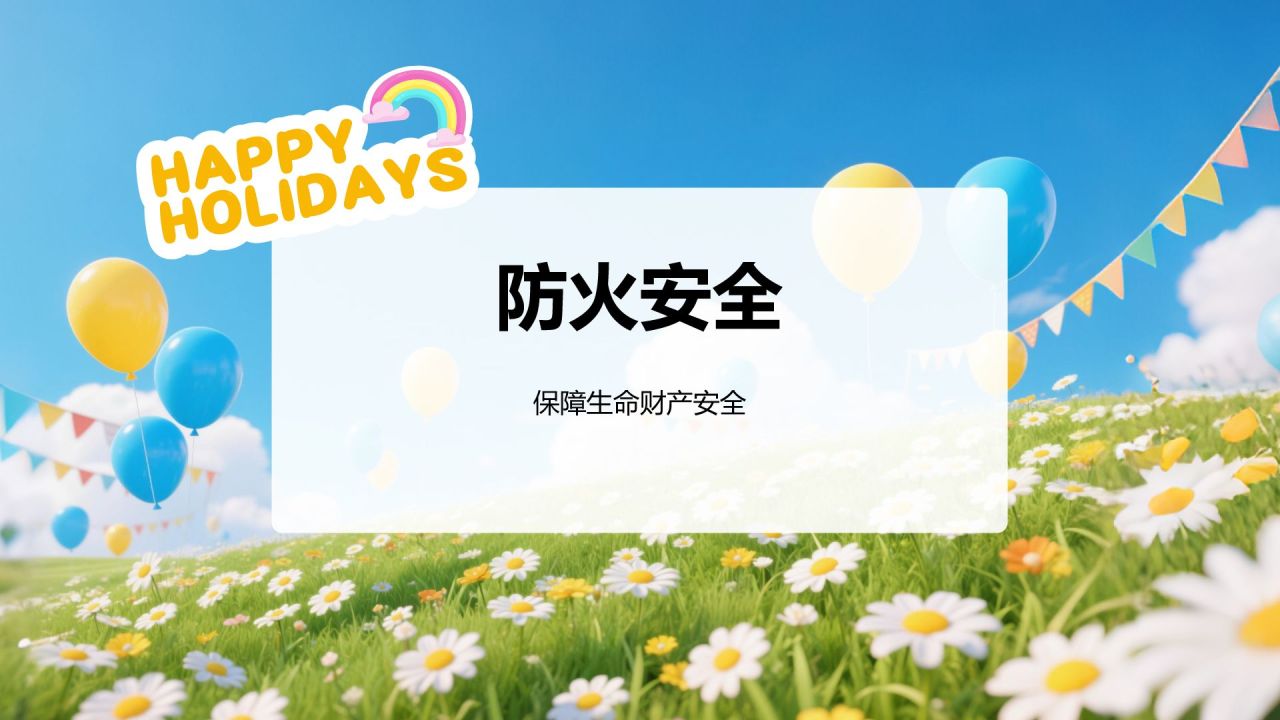 蓝色插画风暑假安全主题班会PPT模板