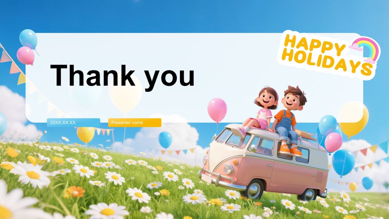 蓝色插画风暑假安全主题班会PPT模板