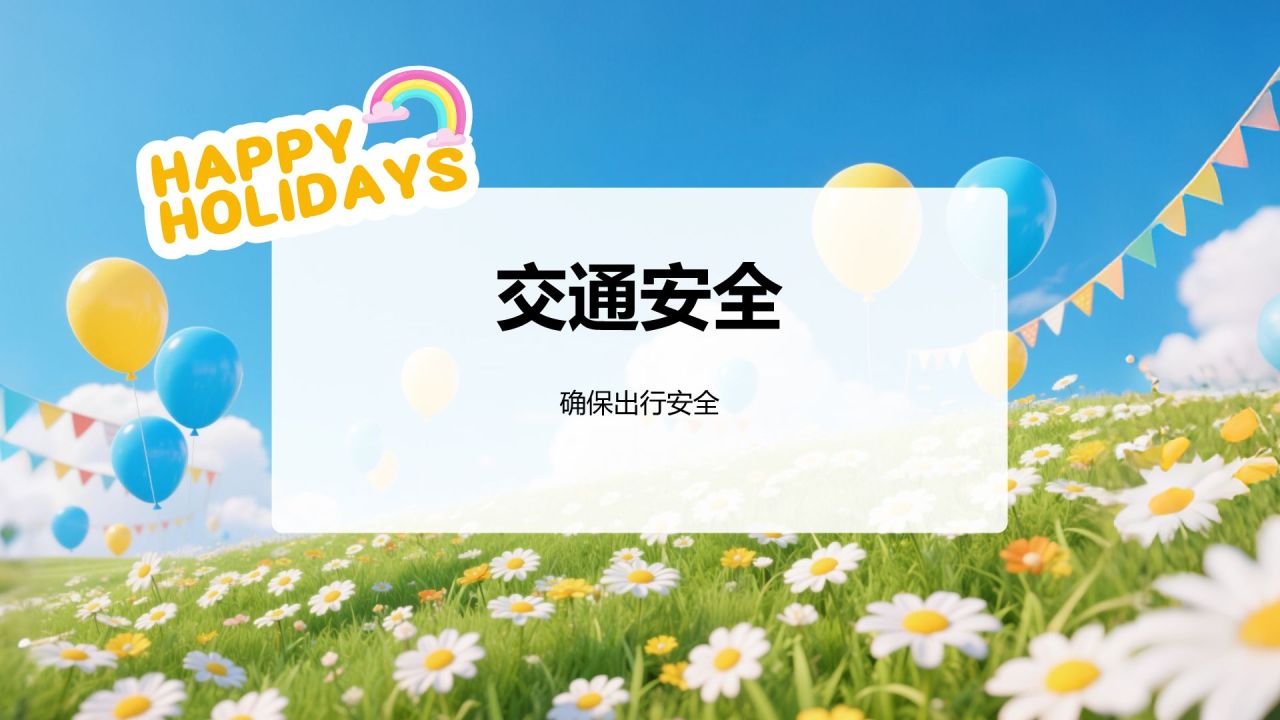 蓝色插画风暑假安全主题班会PPT模板