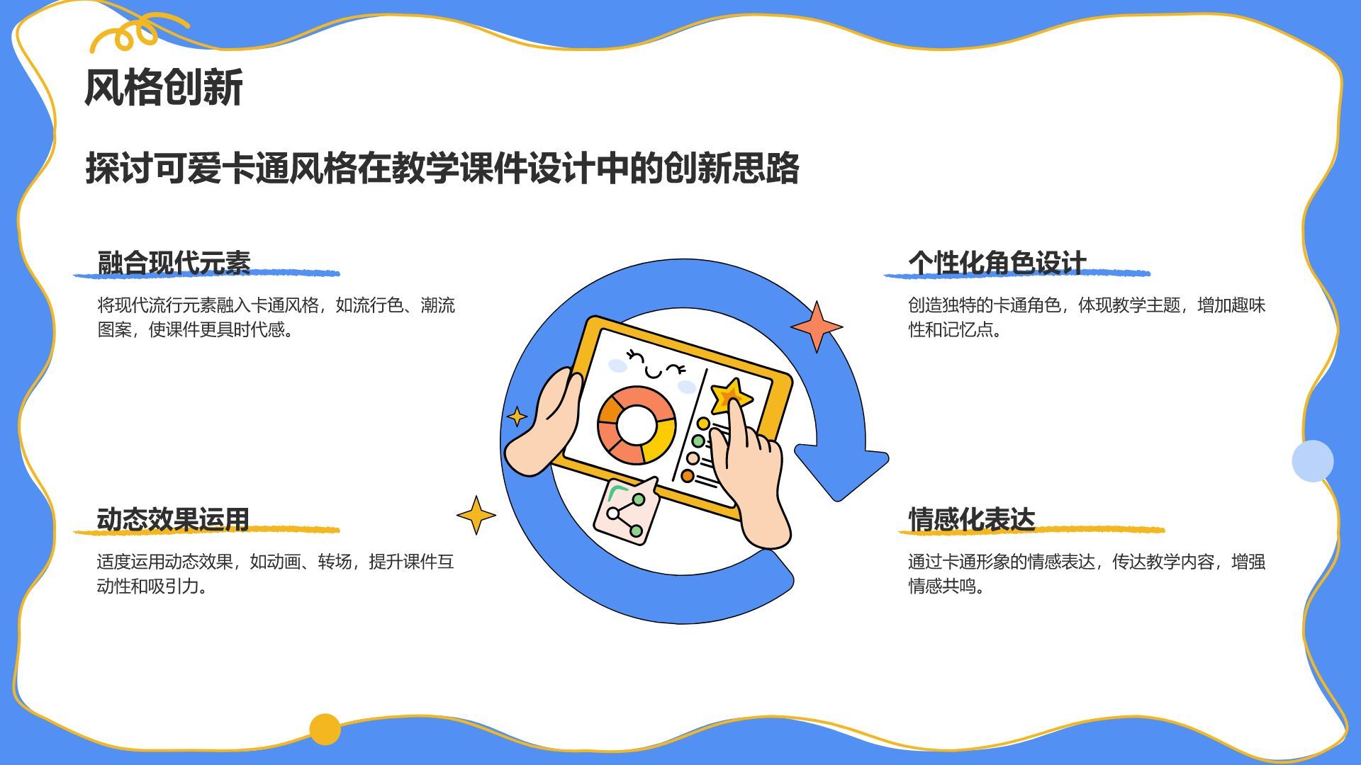 蓝色卡通风教学课件模板PPT模板