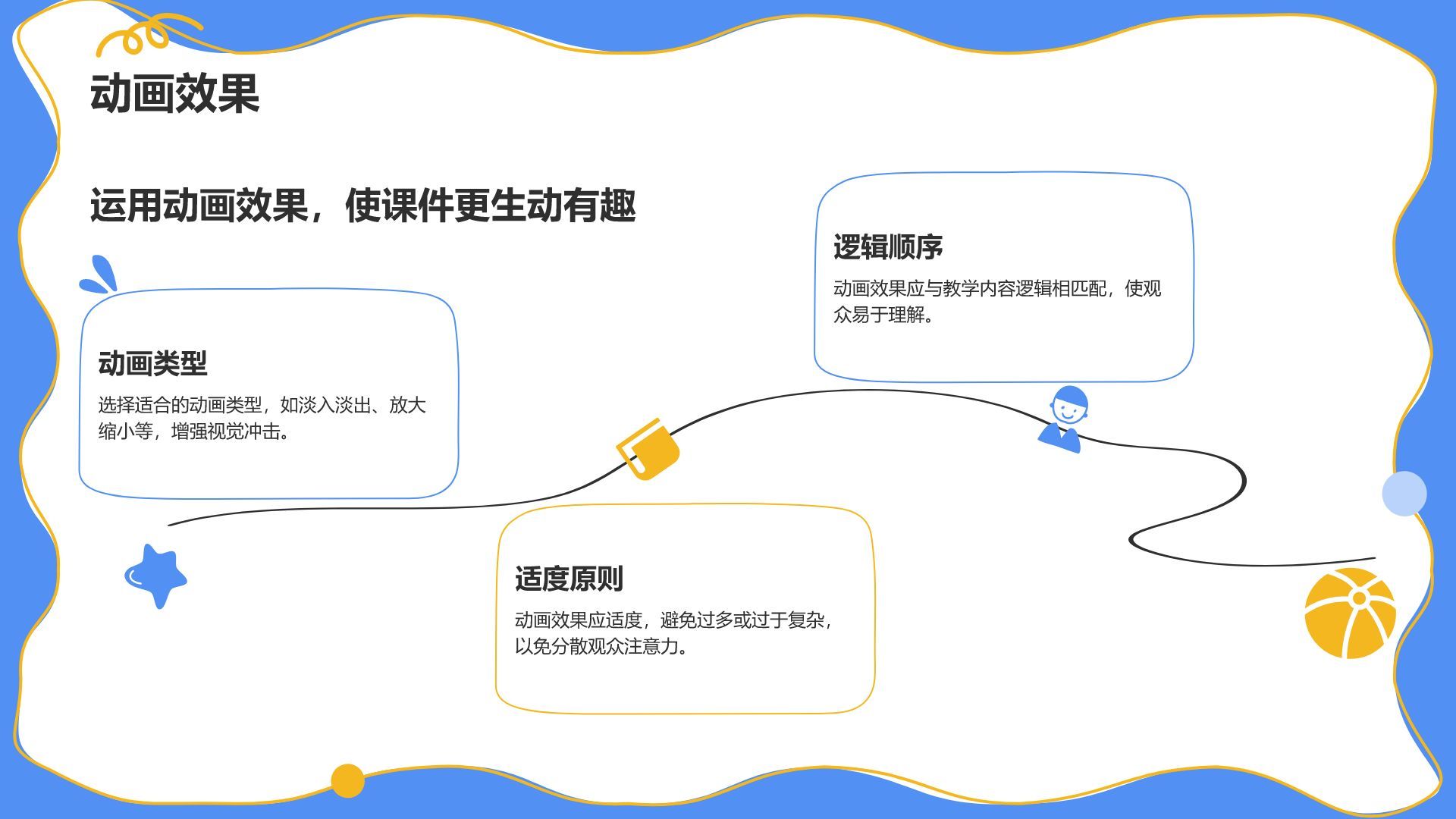 蓝色卡通风教学课件模板PPT模板
