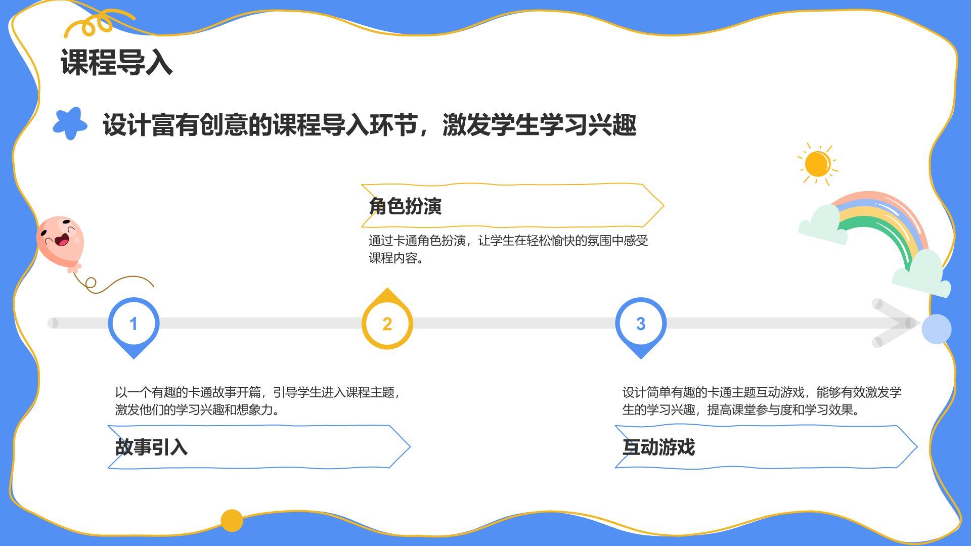 蓝色卡通风教学课件模板PPT模板