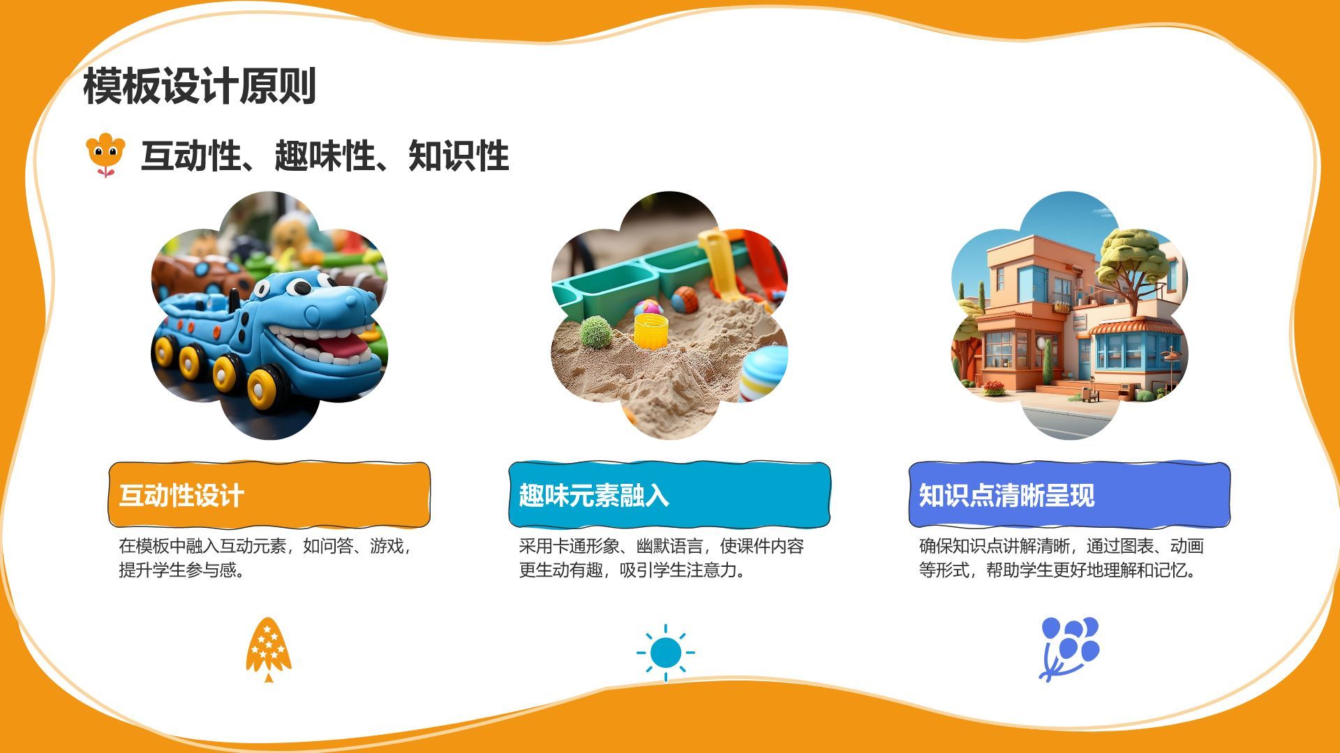 橙色卡通风教学课件模板PPT模板