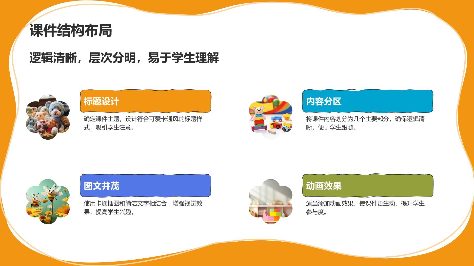 橙色卡通风教学课件模板PPT模板
