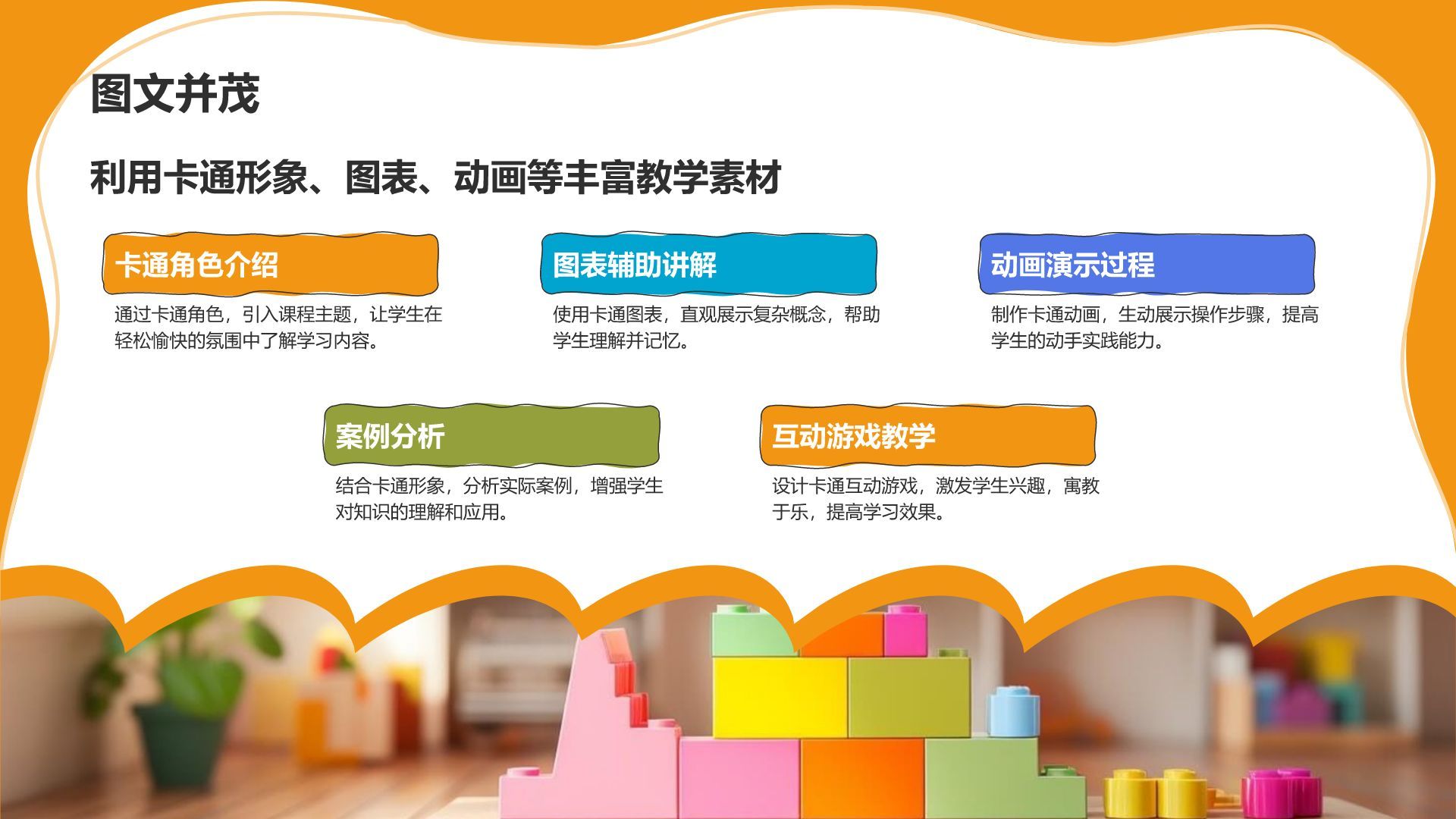 橙色卡通风教学课件模板PPT模板