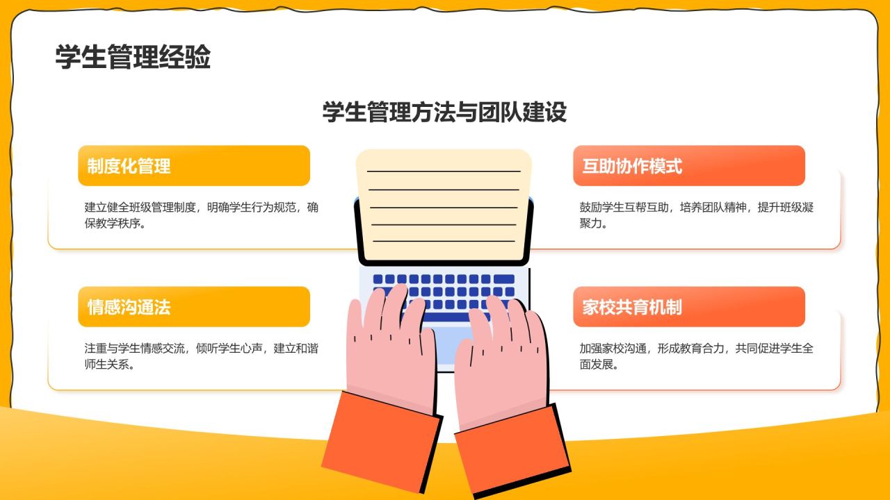 橙色插画风试用期转正述职报告PPT模板