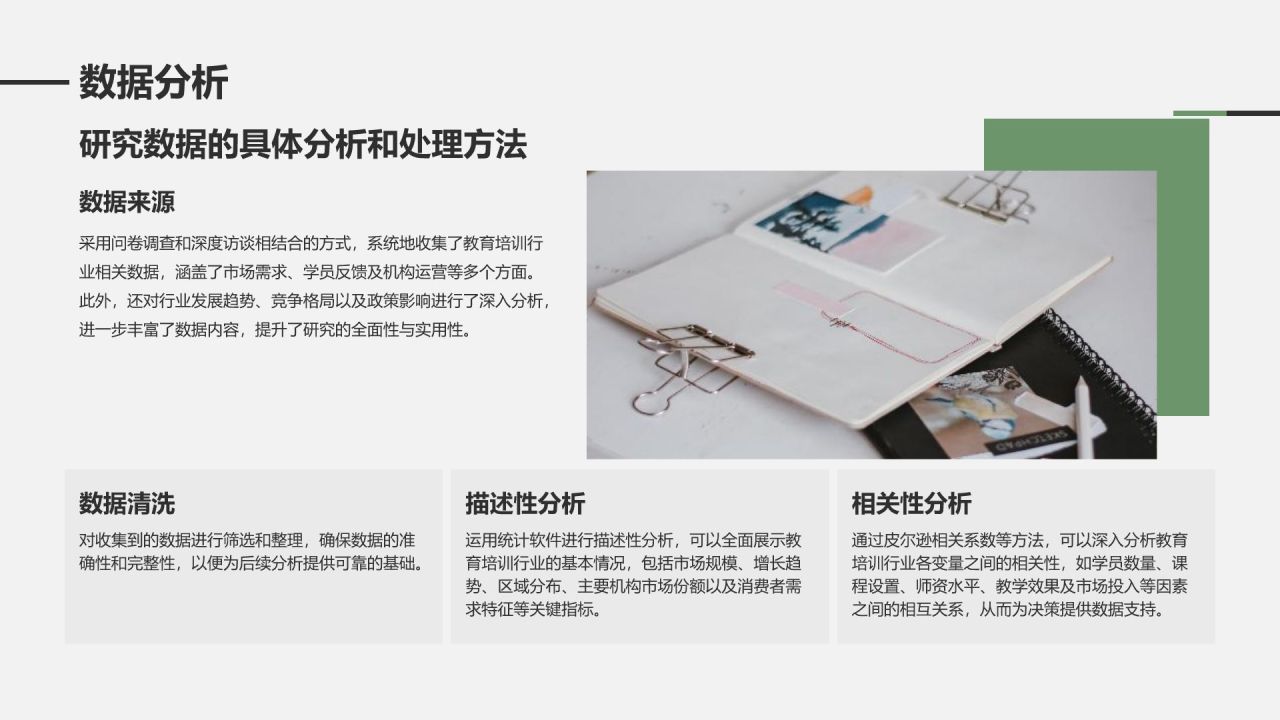 绿色商务风学术文献汇报展示PPT模板