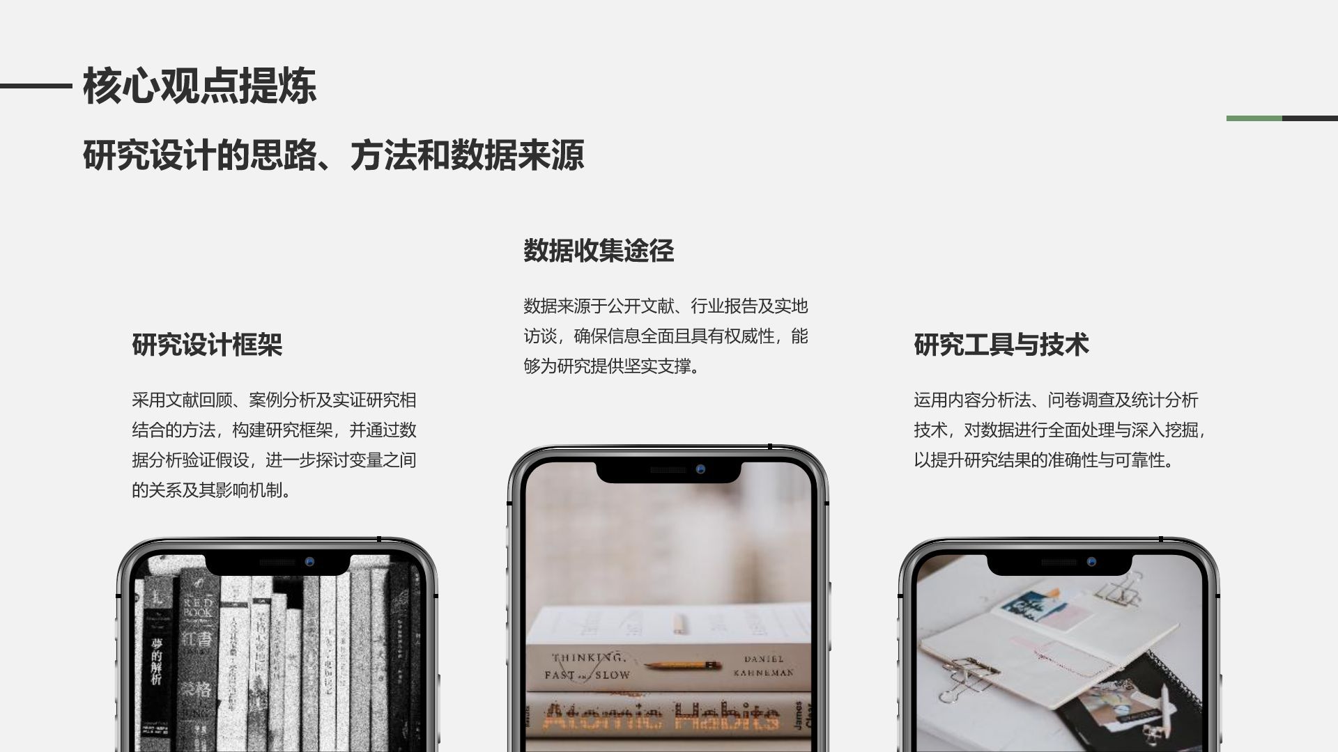 绿色商务风学术文献汇报展示PPT模板