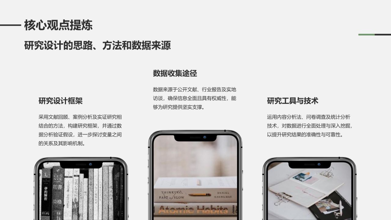绿色商务风学术文献汇报展示PPT模板