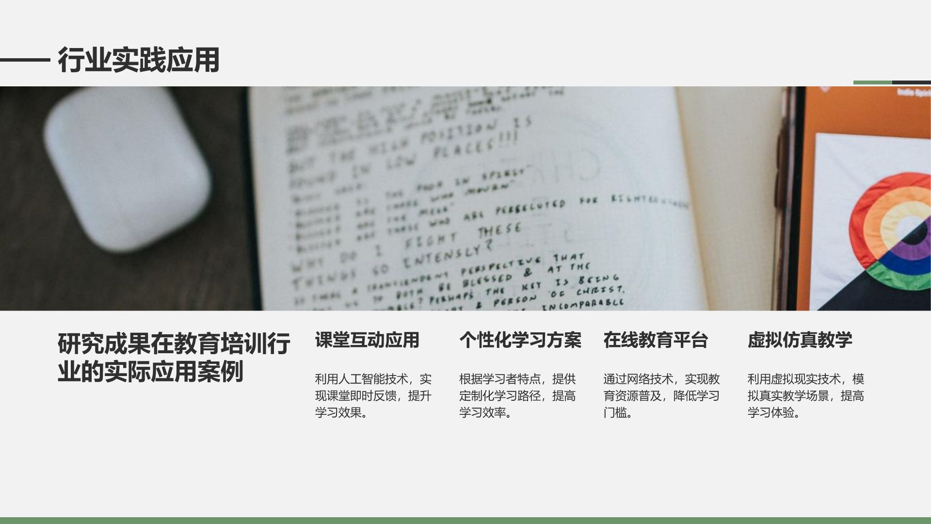 绿色商务风学术文献汇报展示PPT模板