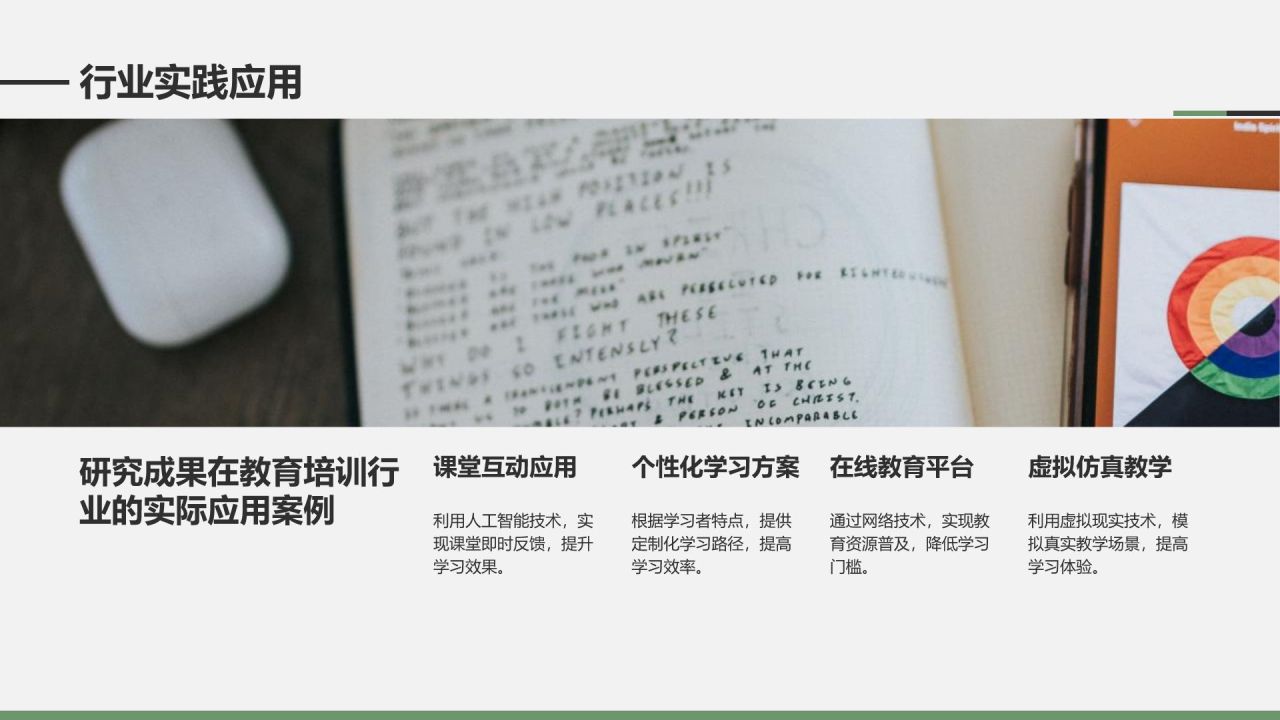 绿色商务风学术文献汇报展示PPT模板