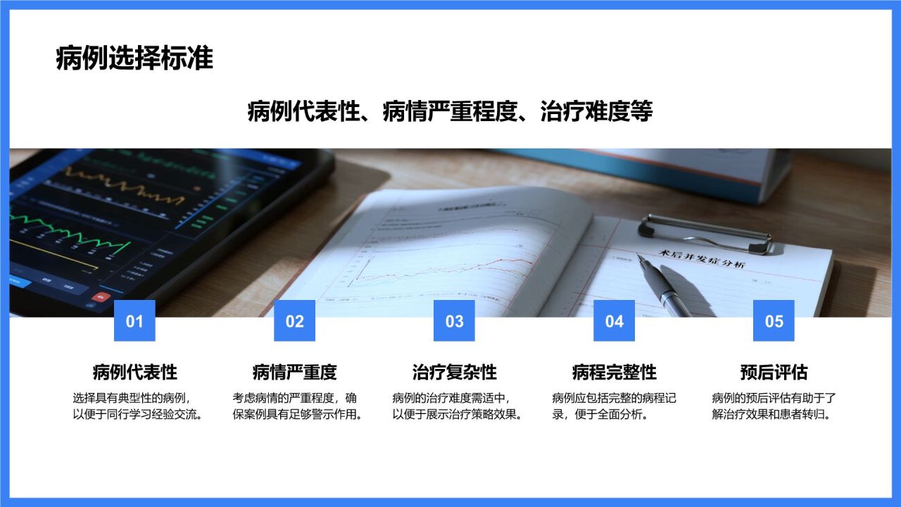 蓝色商务风典型病例汇报与总结PPT模板