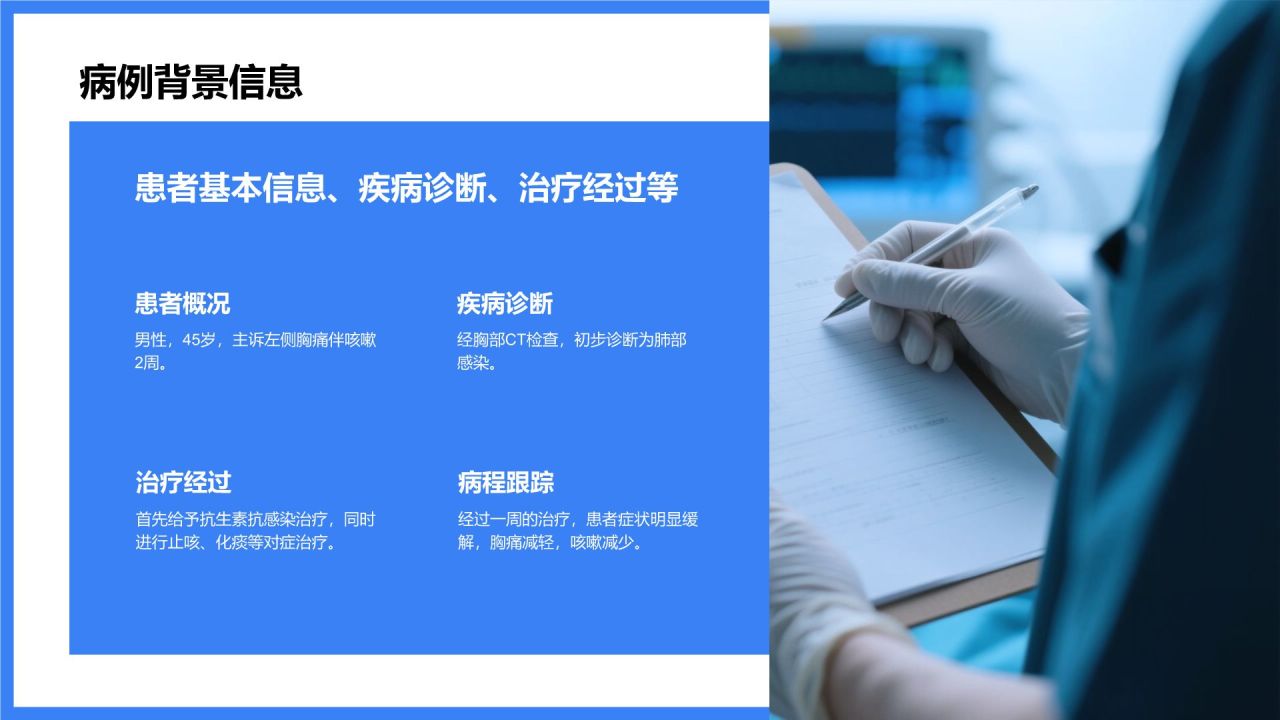 蓝色商务风典型病例汇报与总结PPT模板