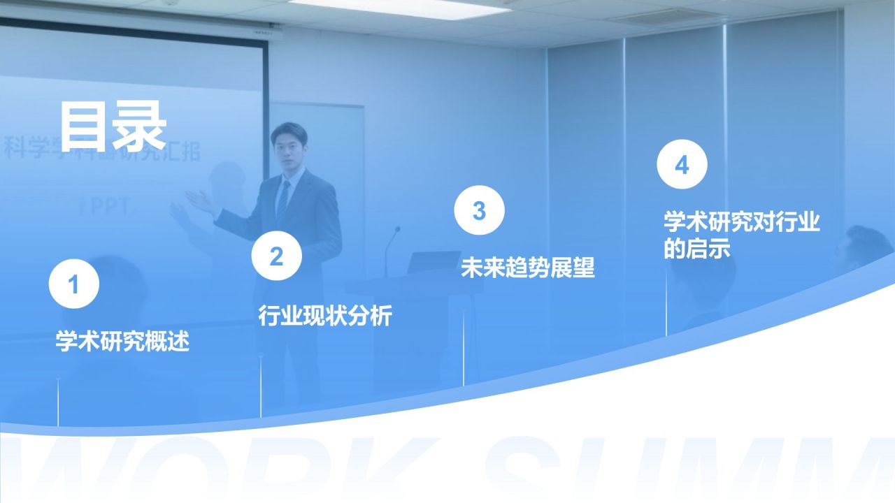 蓝色商务风学术研究背景与方法汇报PPT模板