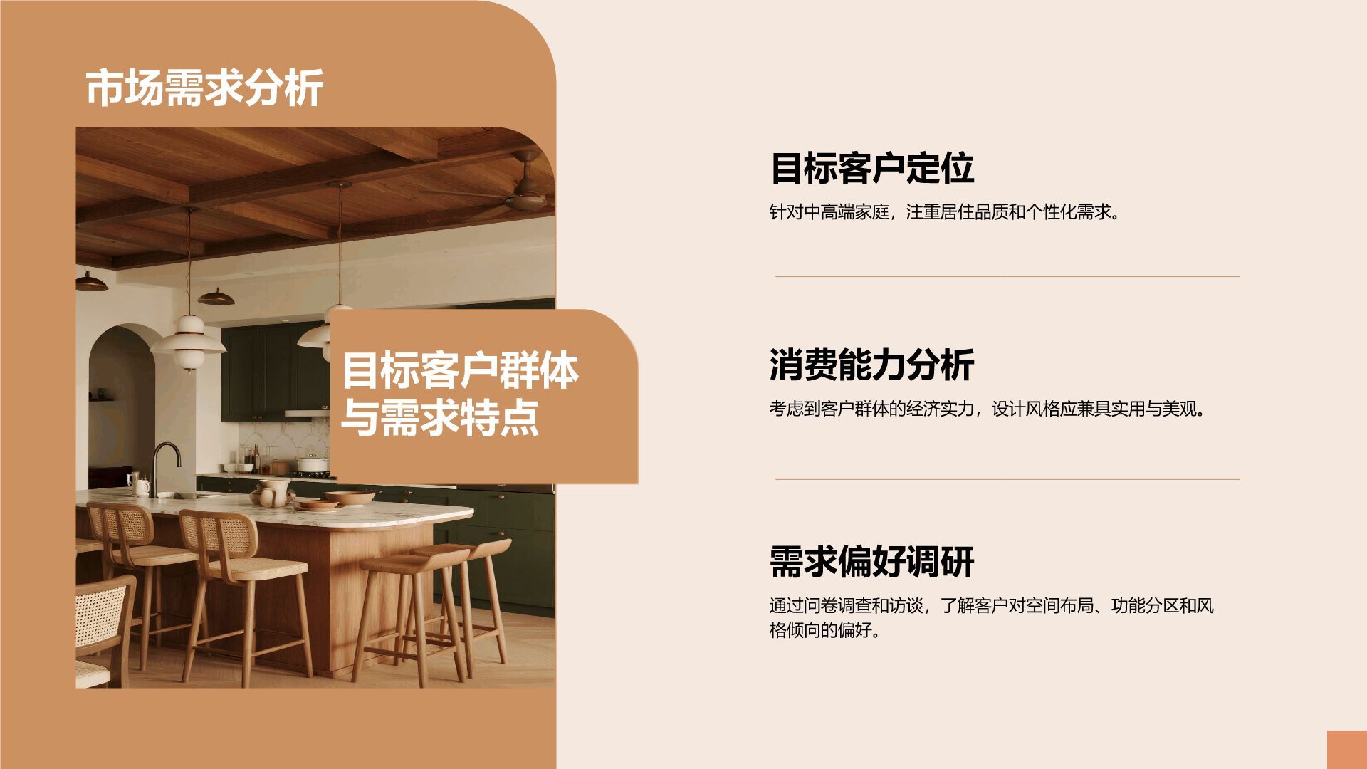 橙色商务风室内设计项目创意提案PPT模板