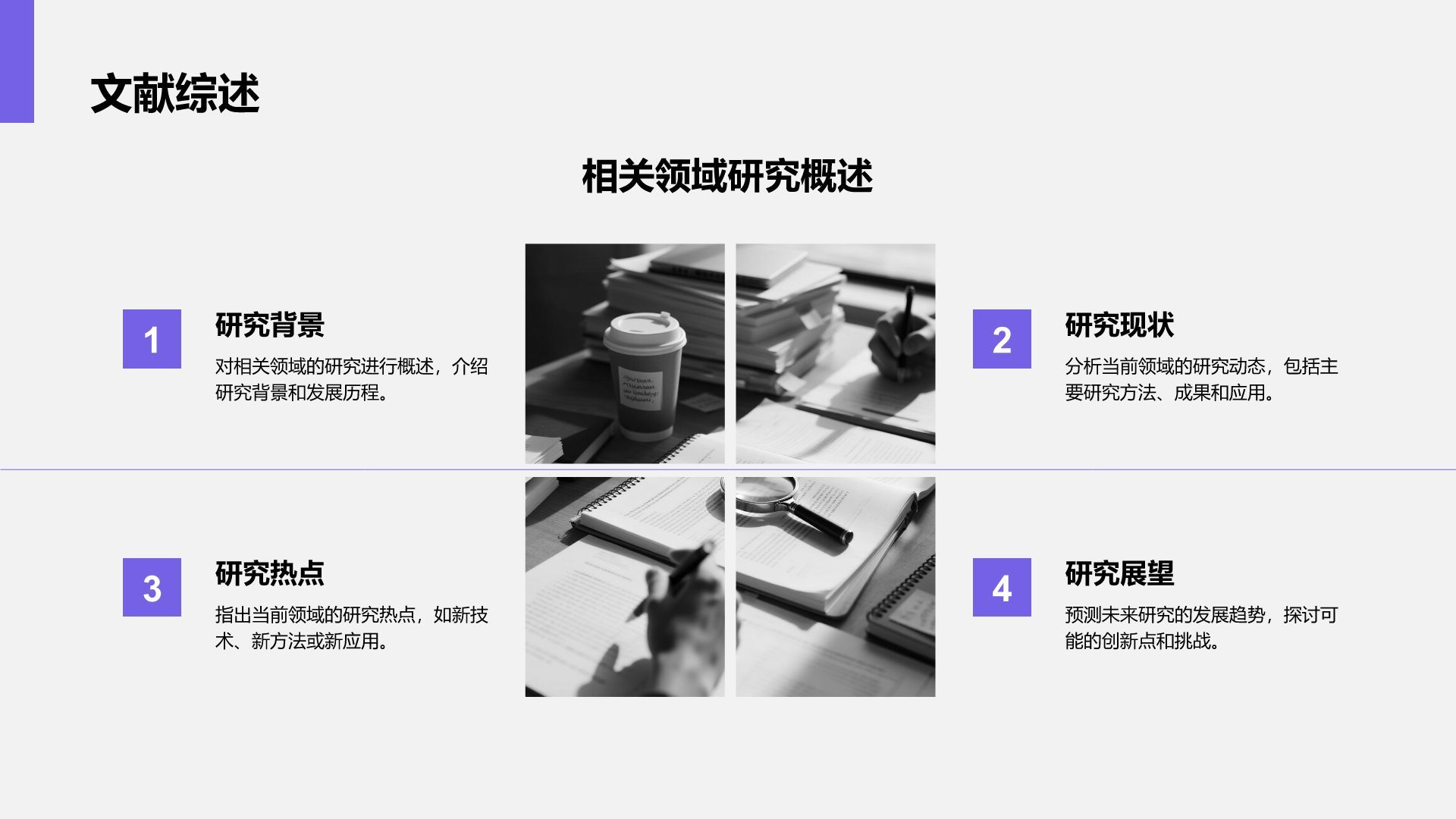 紫色商务风文献汇报答辩专用模板PPT模板