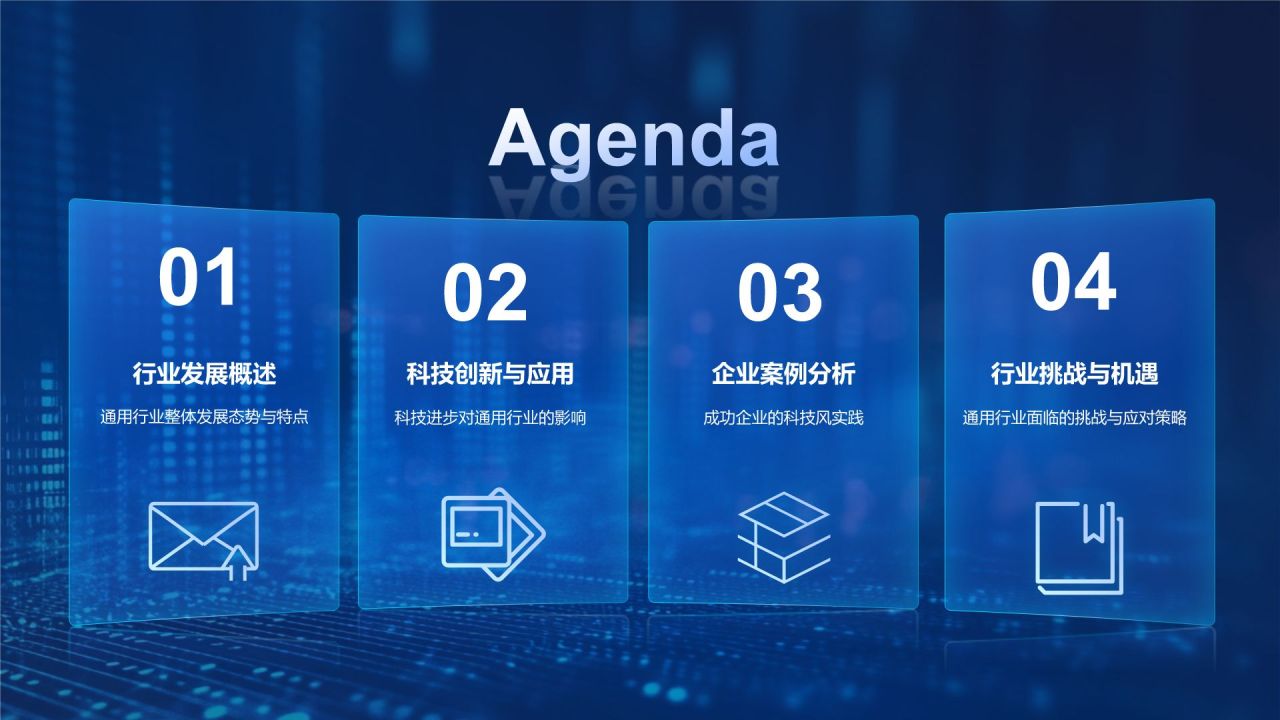 蓝色科技风科技风汇报总结PPT模板
