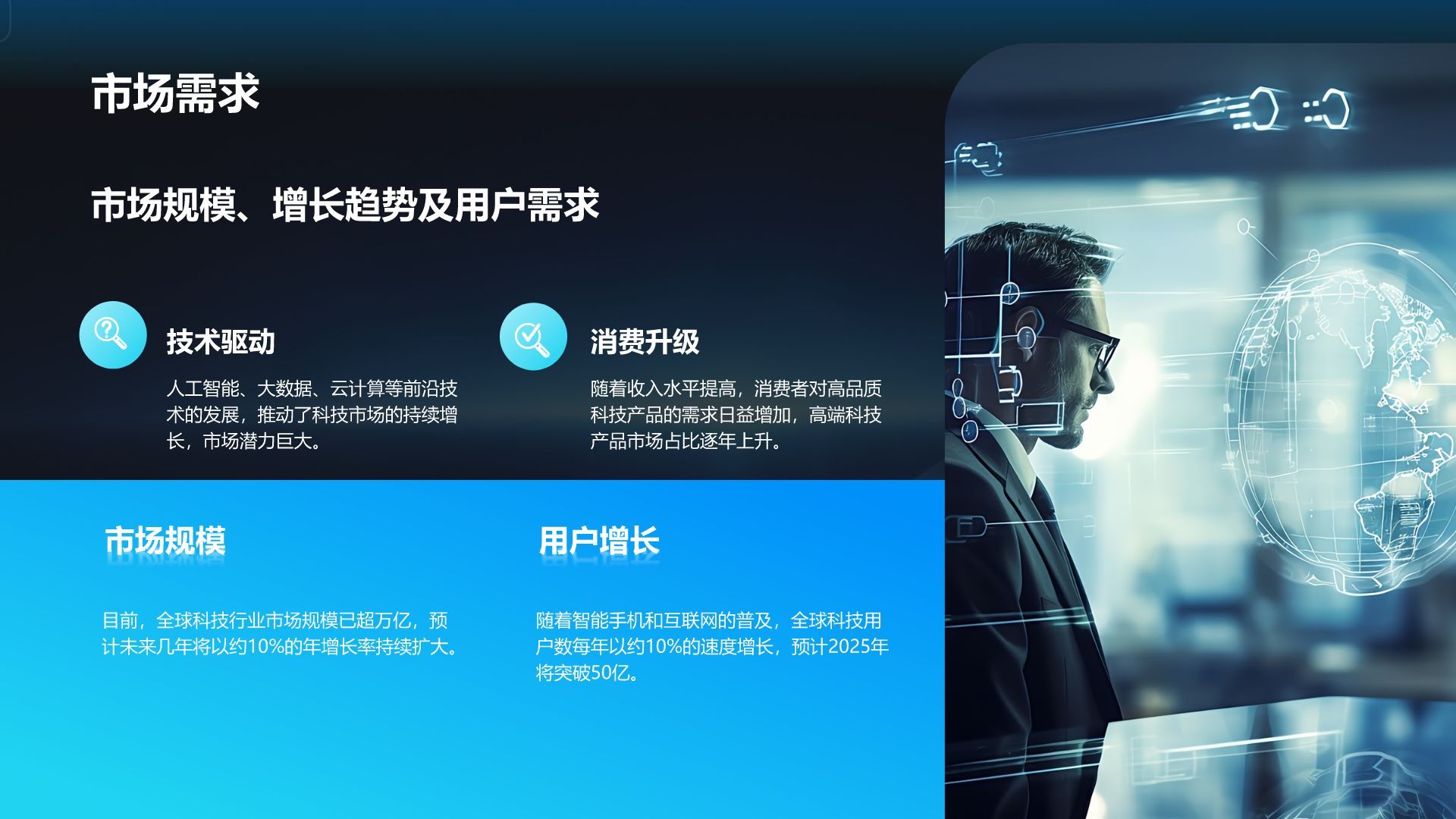 蓝色科技风科技风商业计划书项目介绍PPT模板