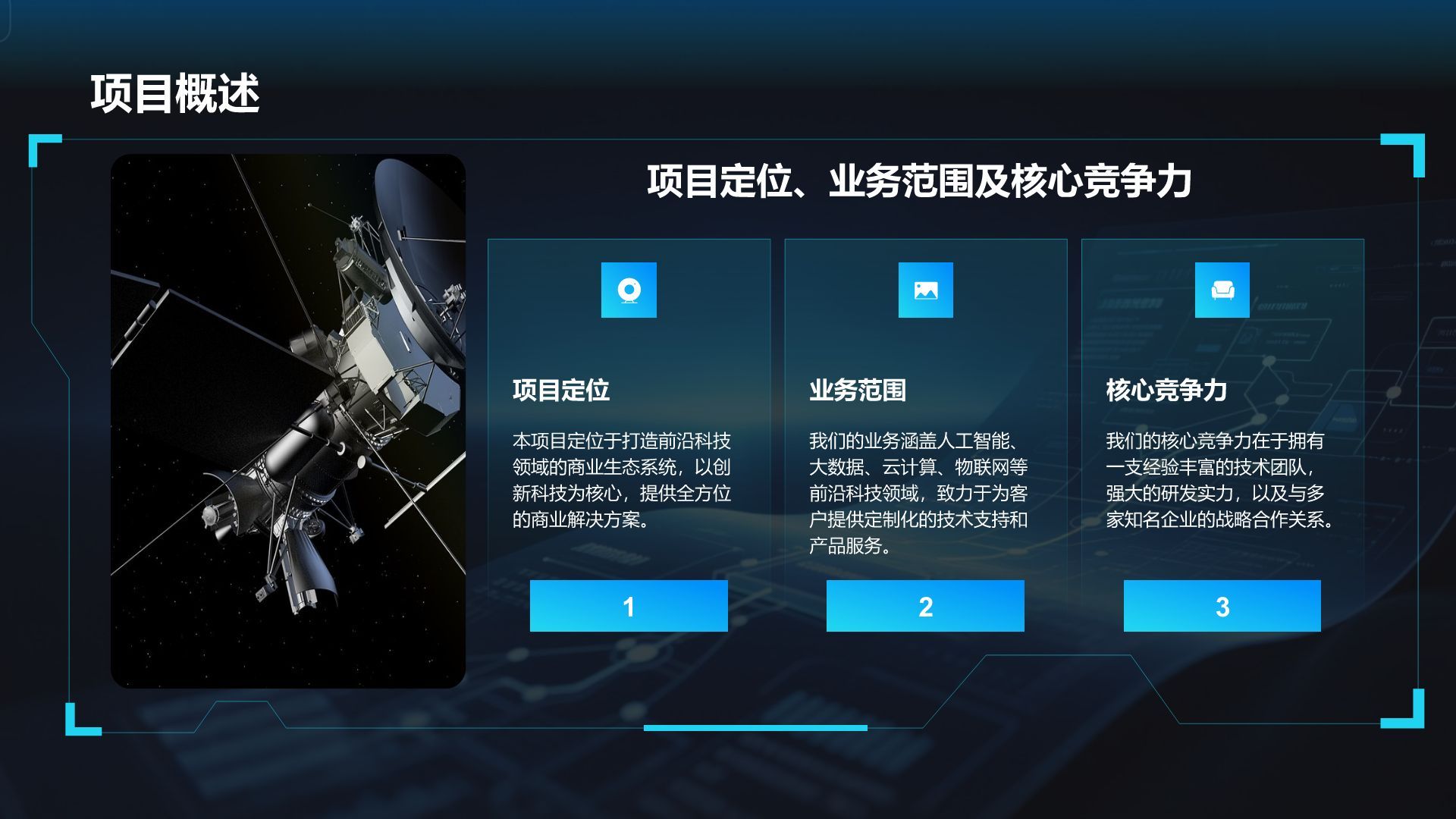 蓝色科技风科技风商业计划书项目介绍PPT模板