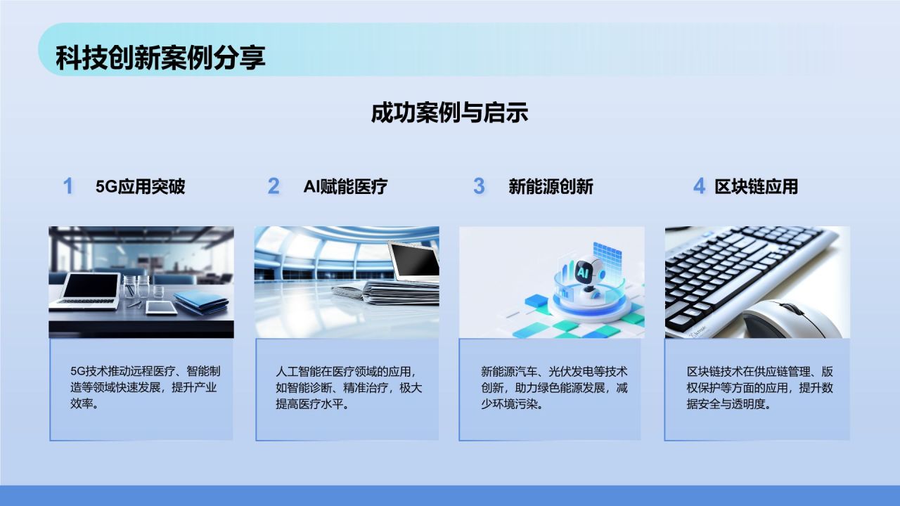 蓝色科技风科技风总结汇报复盘PPT模板