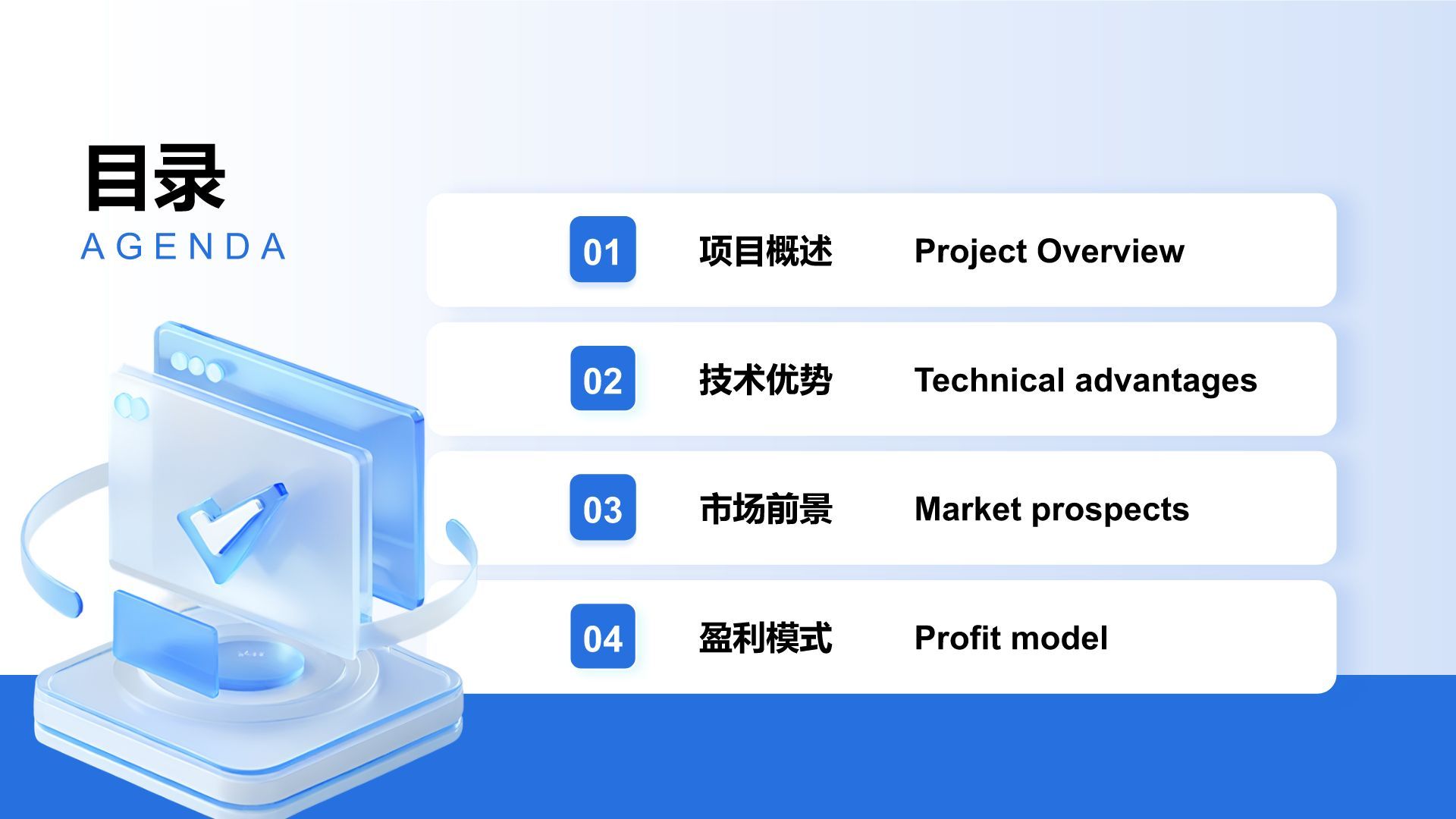 蓝色科技风科技风商业计划书PPT模板