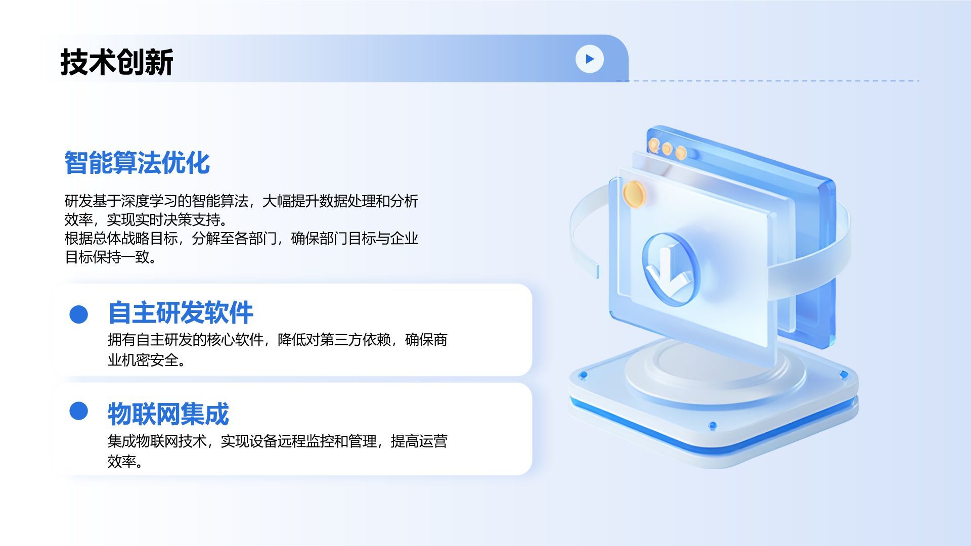 蓝色科技风科技风商业计划书PPT模板