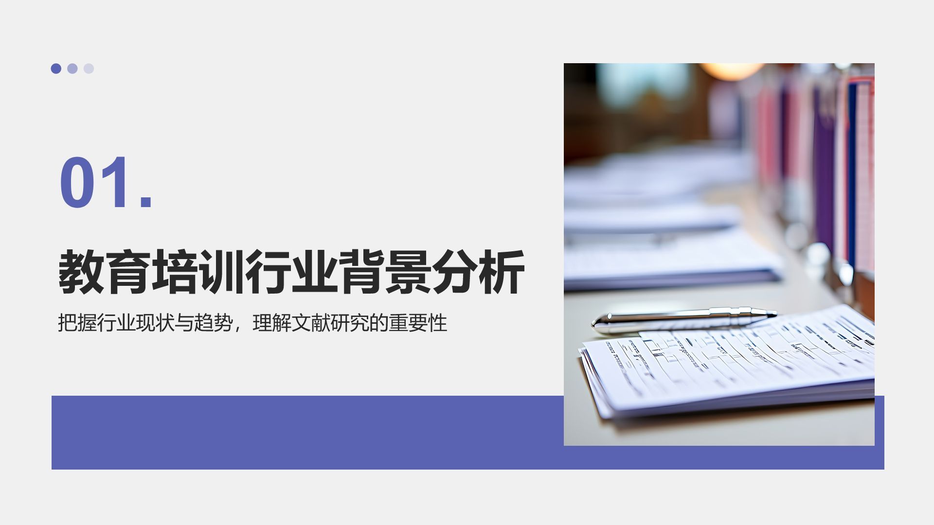 蓝色商务风专业文献研究汇报PPT模板