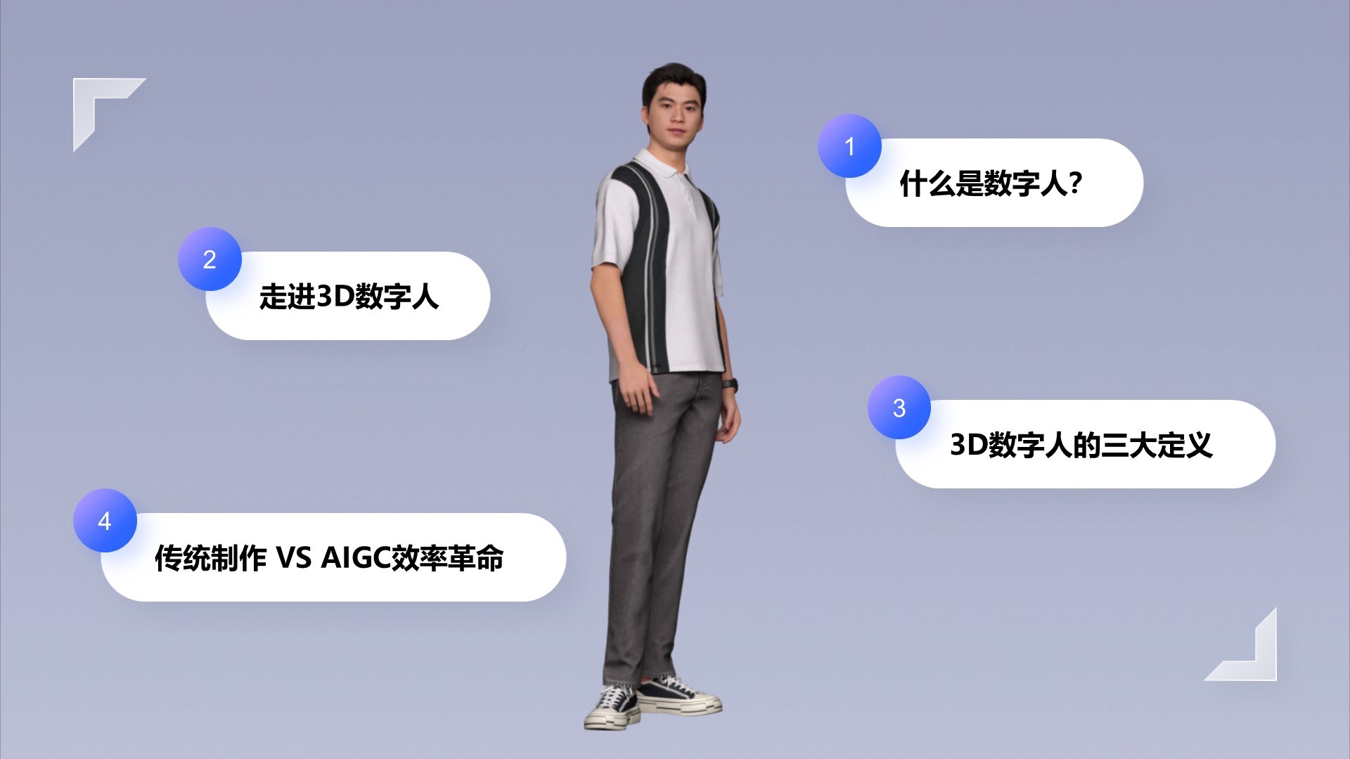 蓝色科技风AI数字人全解读PPT模板