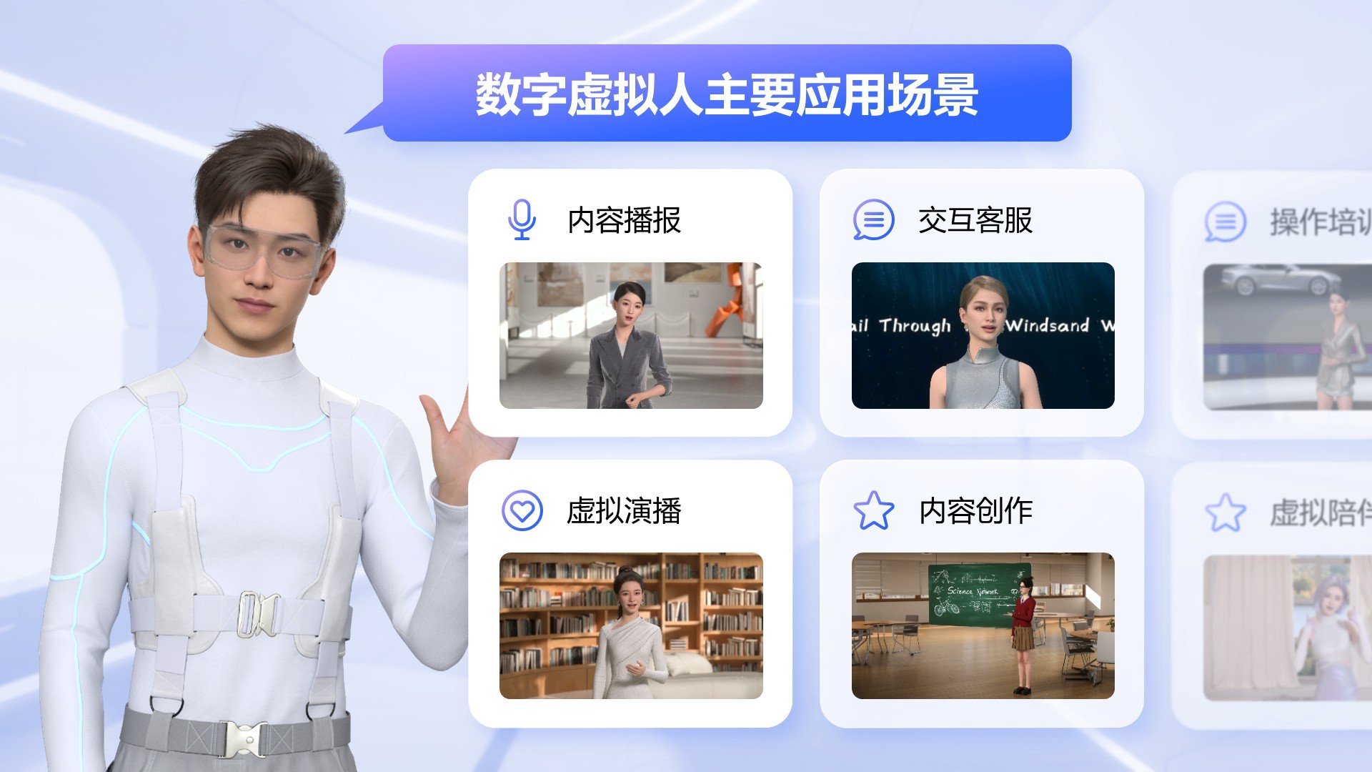 蓝色科技风AI数字人全解读PPT模板