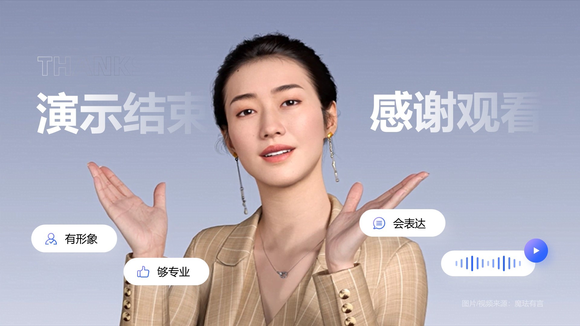 蓝色科技风AI数字人全解读PPT主题