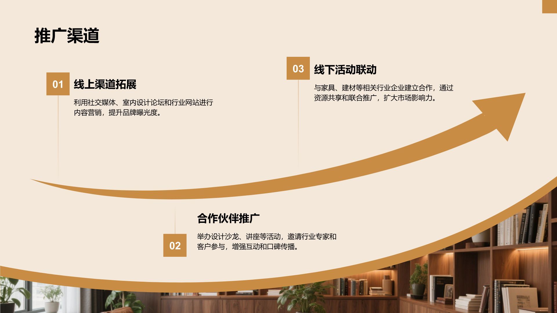 橙色时尚/奢华室内设计项目创意提案PPT模板