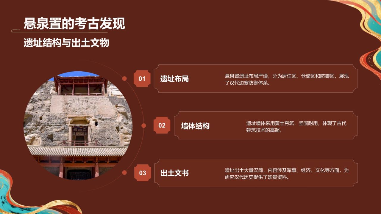红色国潮风敦煌文化与历史遗迹介绍PPT模板