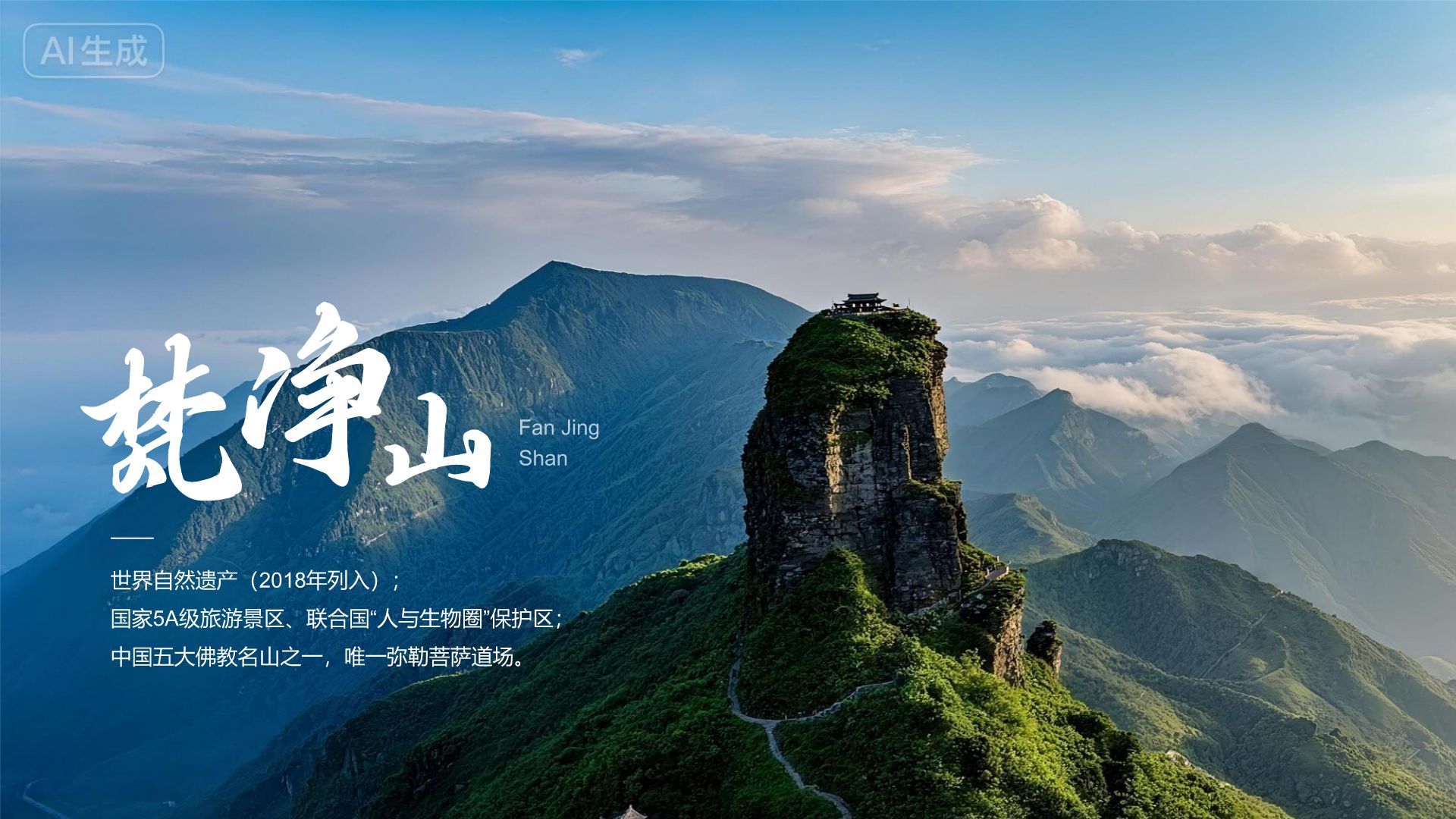 蓝色摄影风贵州旅游景点介绍PPT模板