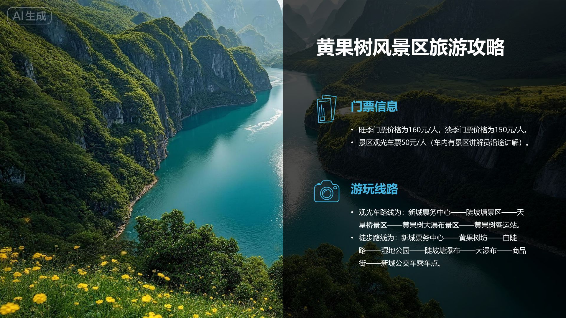 蓝色摄影风贵州旅游景点介绍PPT模板