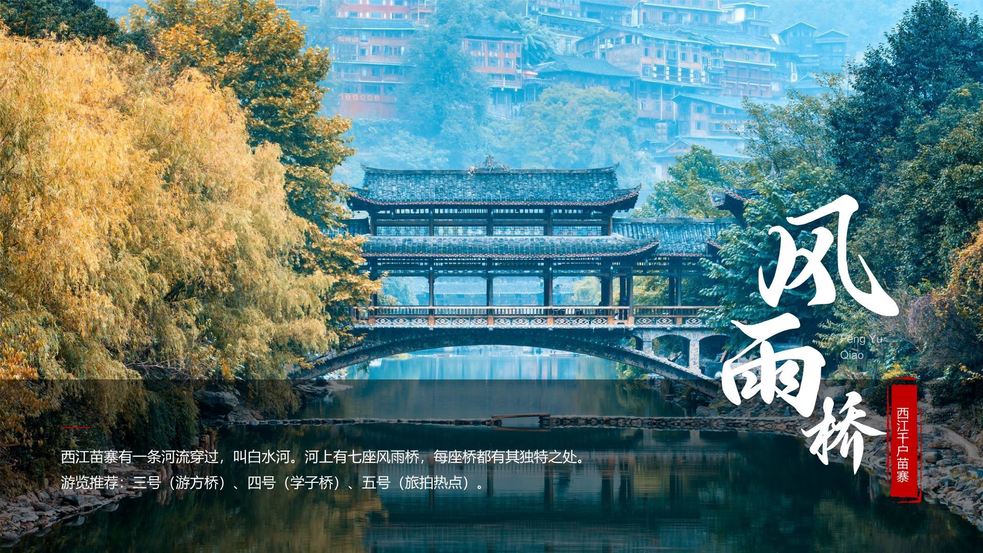 蓝色摄影风贵州旅游景点介绍PPT模板