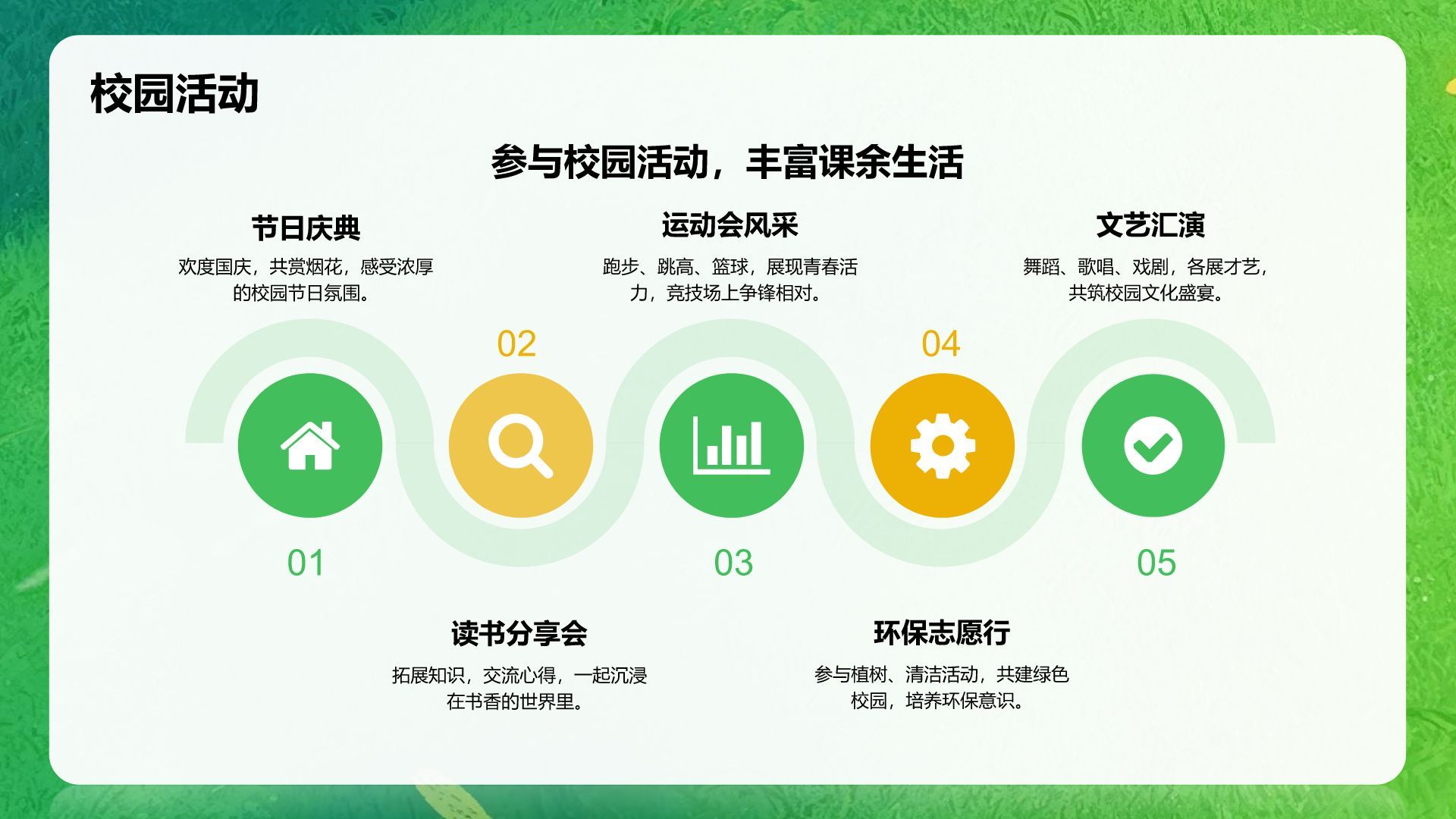 绿色卡通风欢迎新同学PPT模板