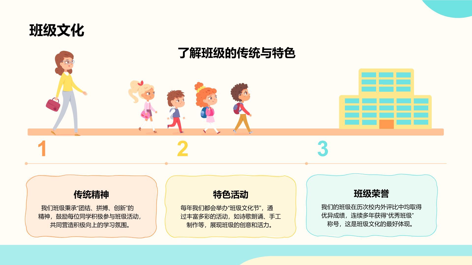 橙色卡通风欢迎新同学PPT模板