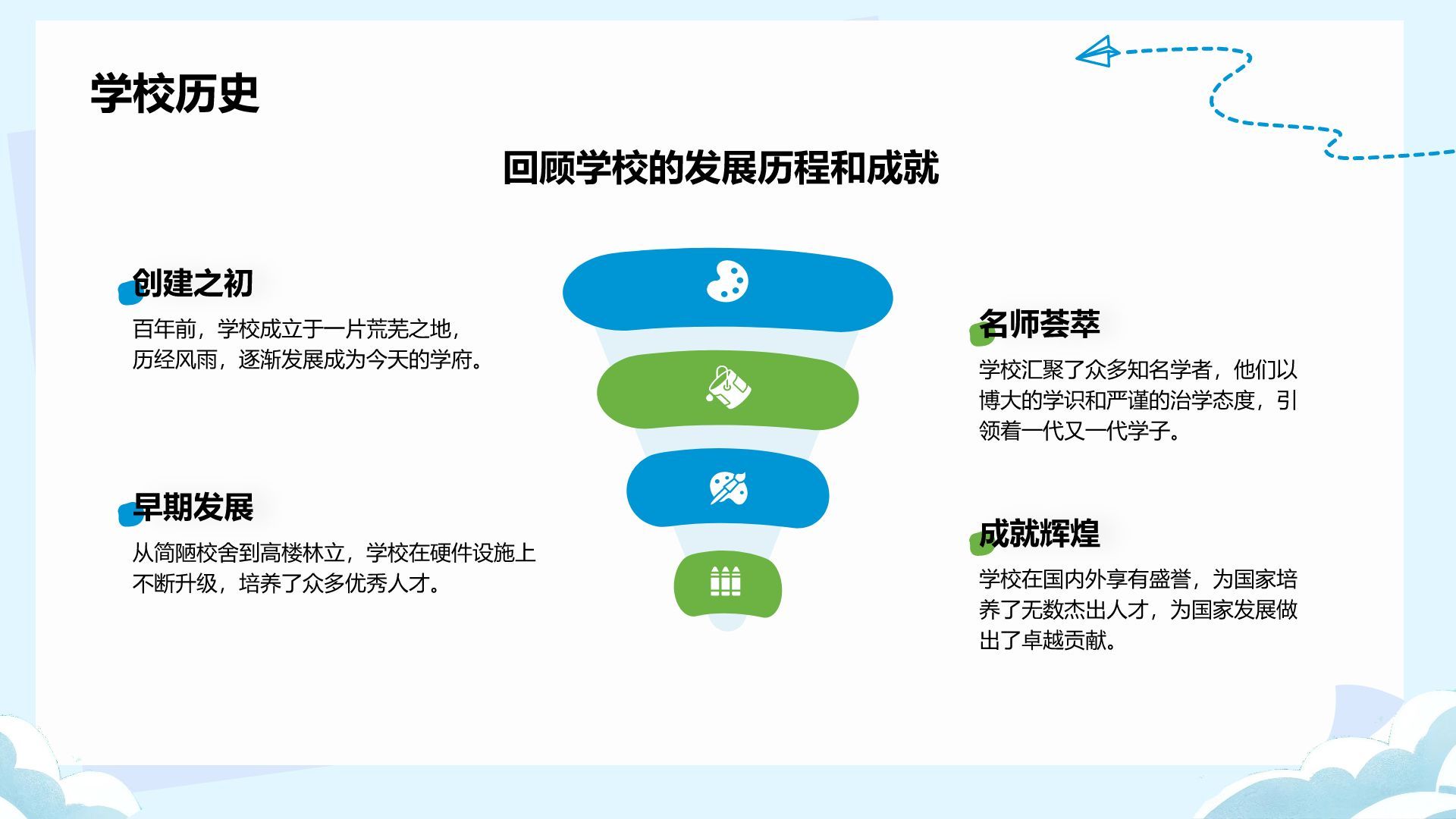 蓝色卡通风欢迎新同学PPT模板