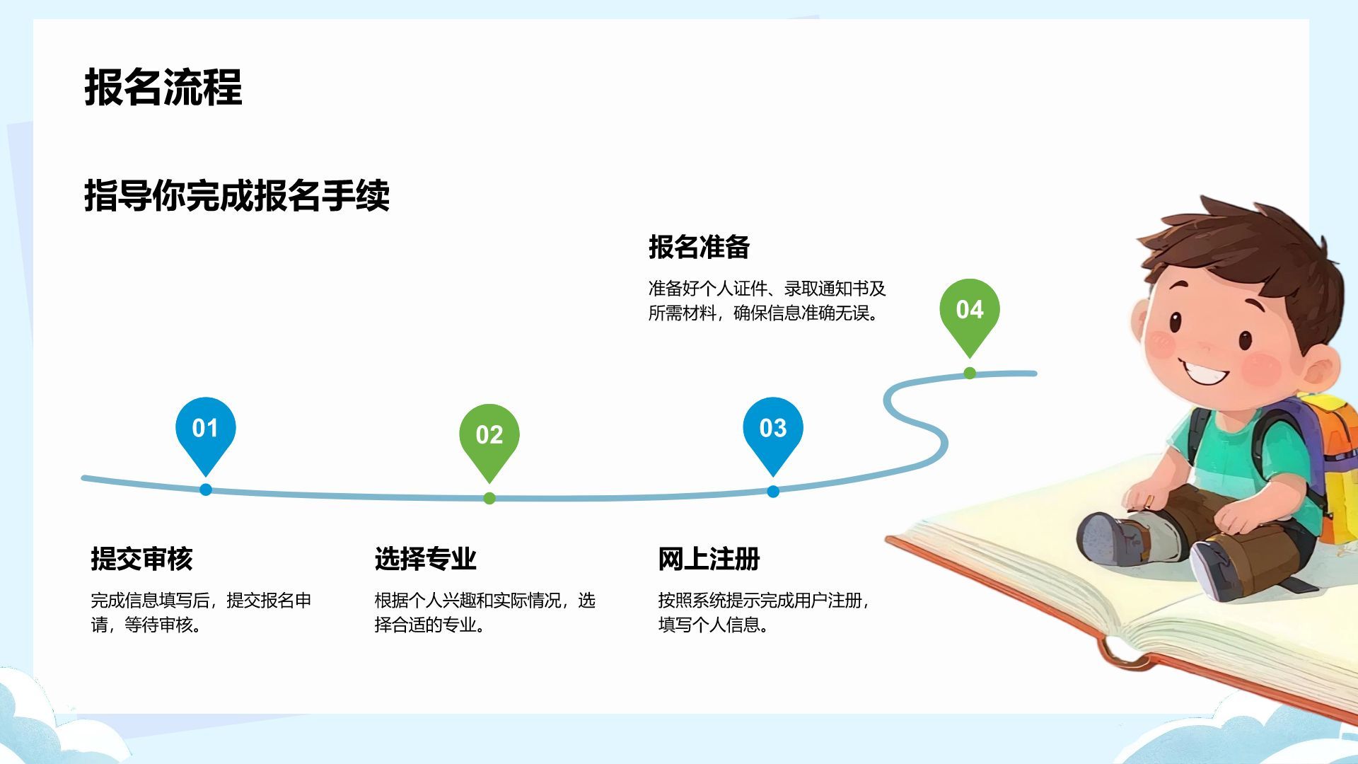 蓝色卡通风欢迎新同学PPT模板
