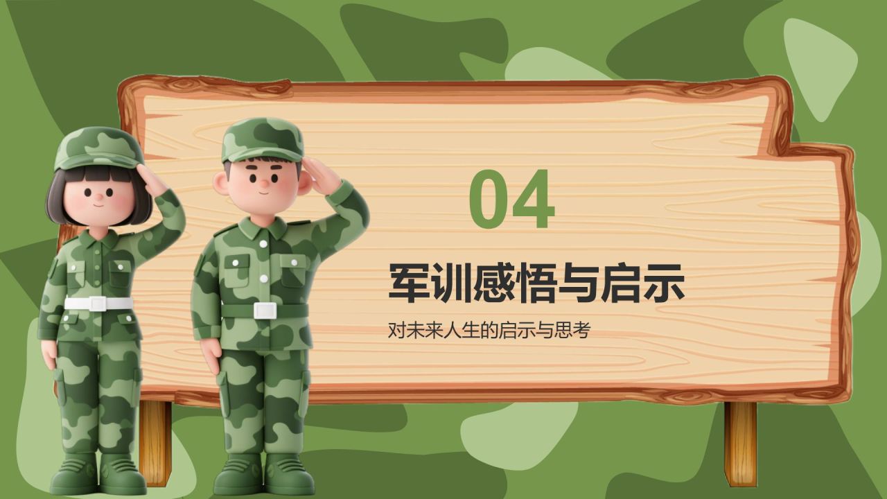 绿色3D风军训收获与成长汇报PPT模板