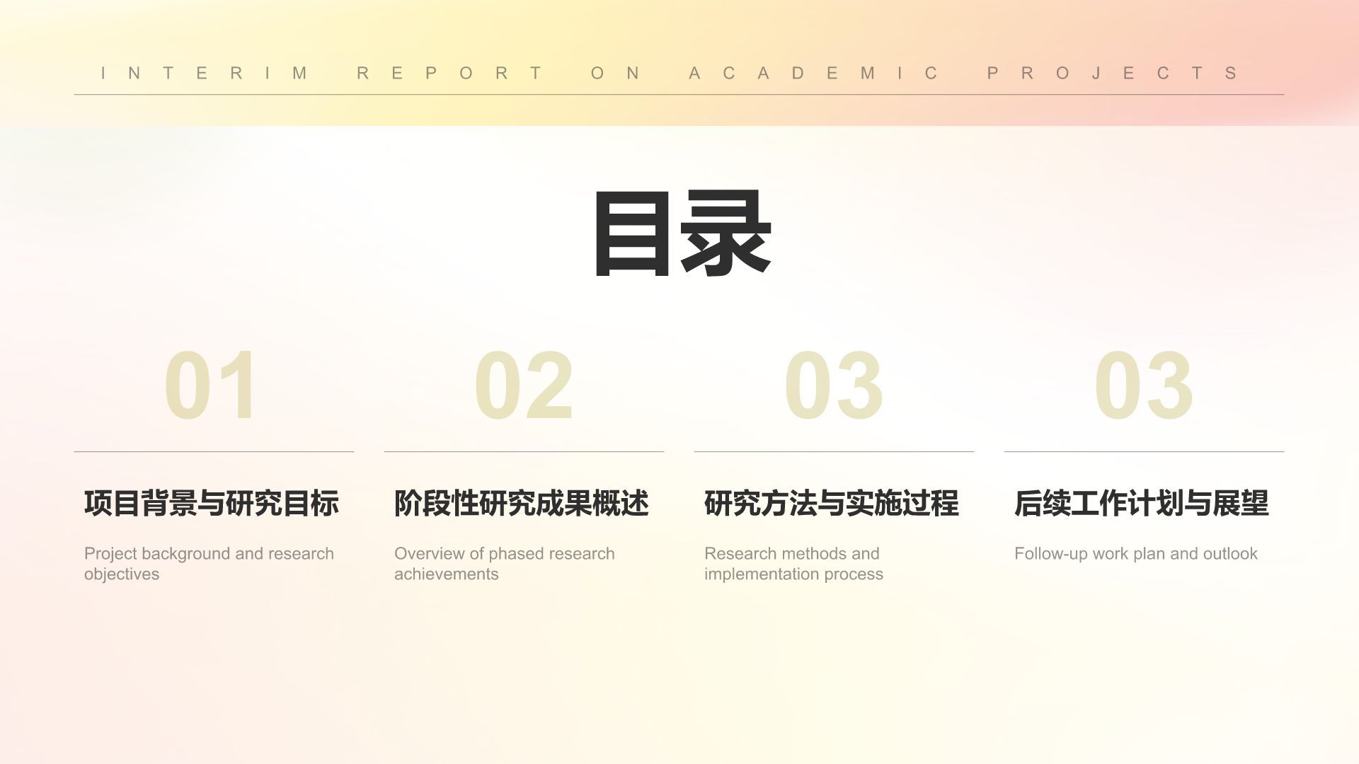 黄色简约风学术项目阶段性汇报PPT模板