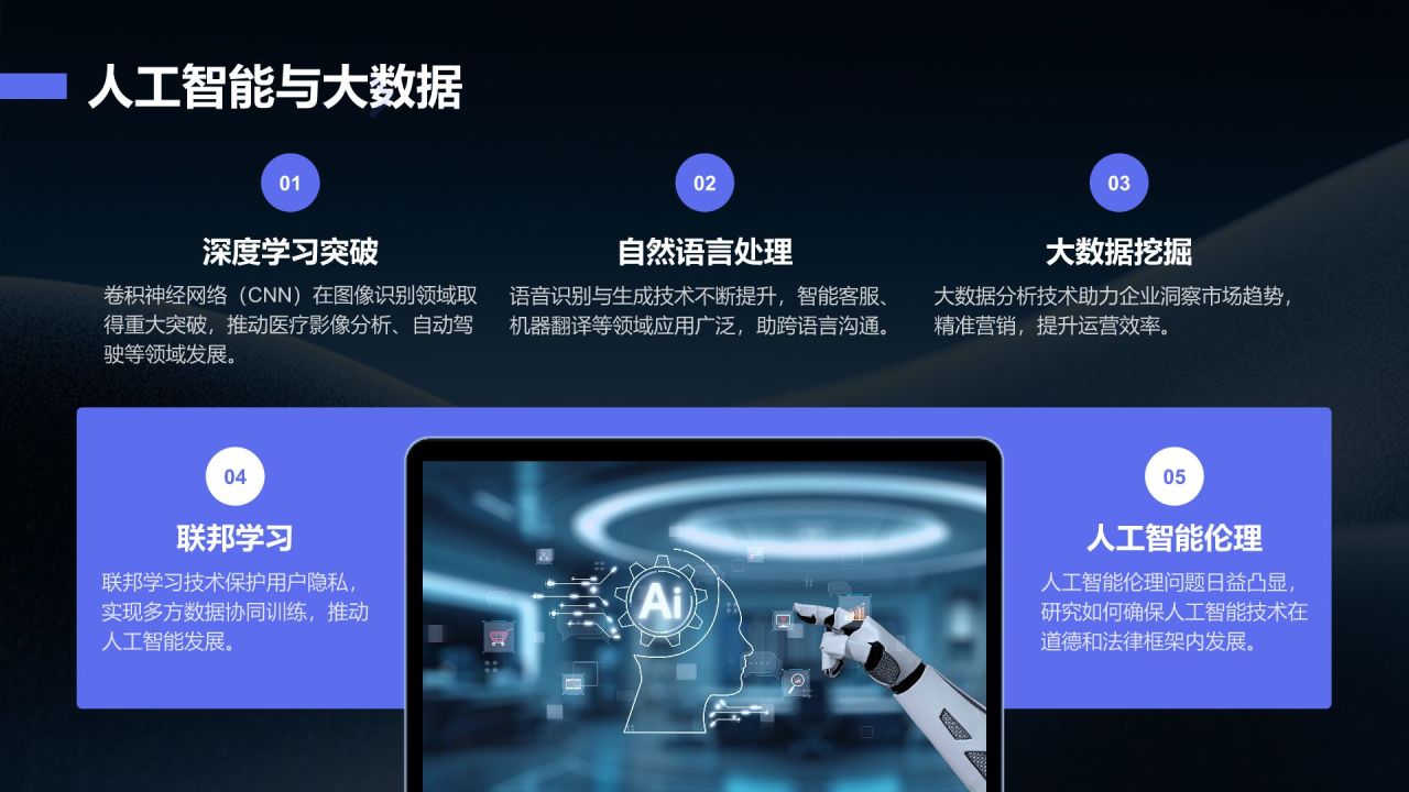 蓝色简约风IT互联网季度汇报PPT模板