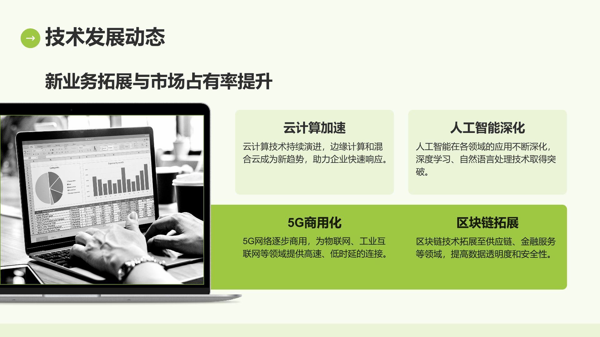 绿色简约风IT互联网季度汇报PPT模板