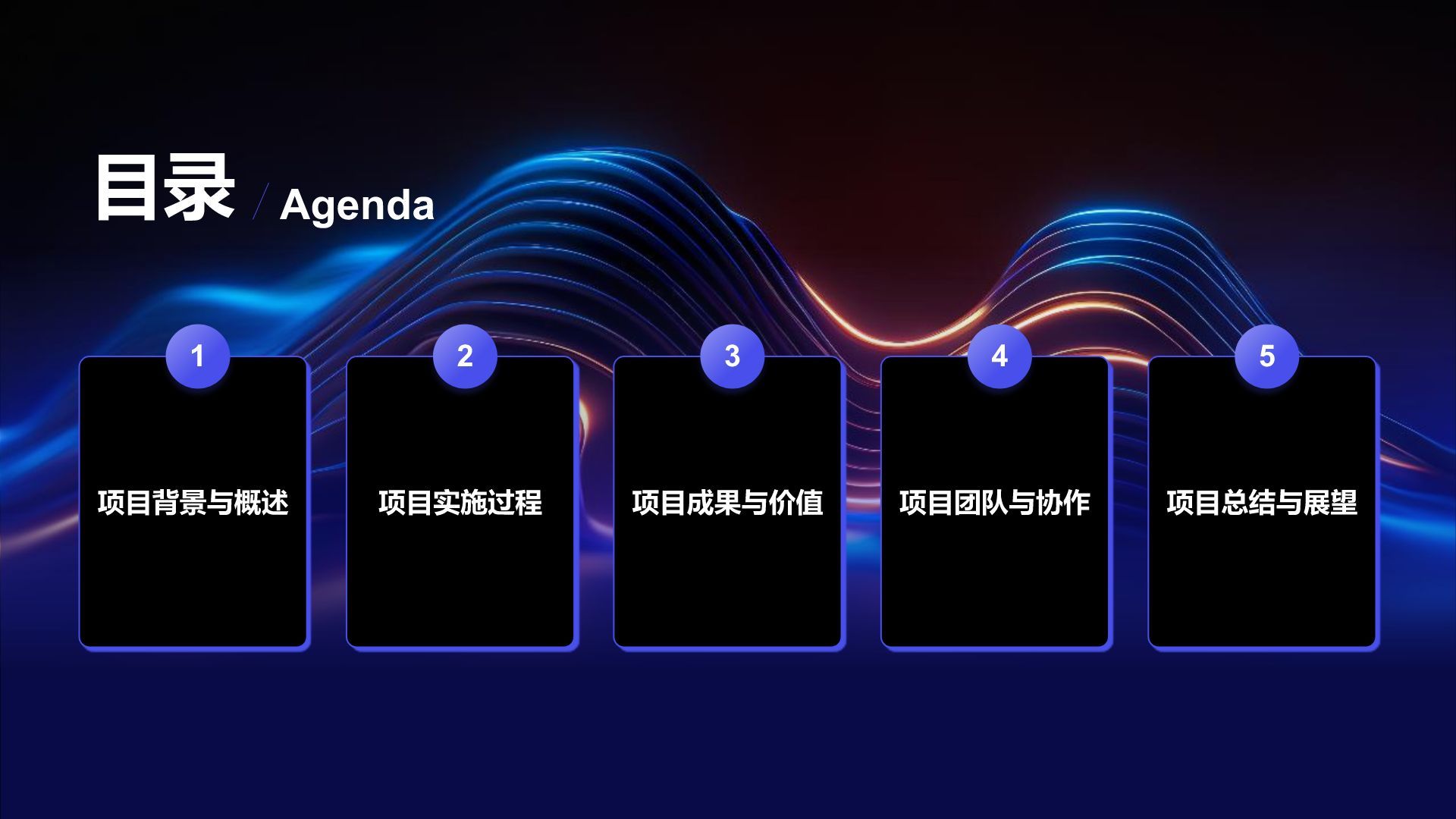 蓝色科技风项目总结汇报模板PPT模板