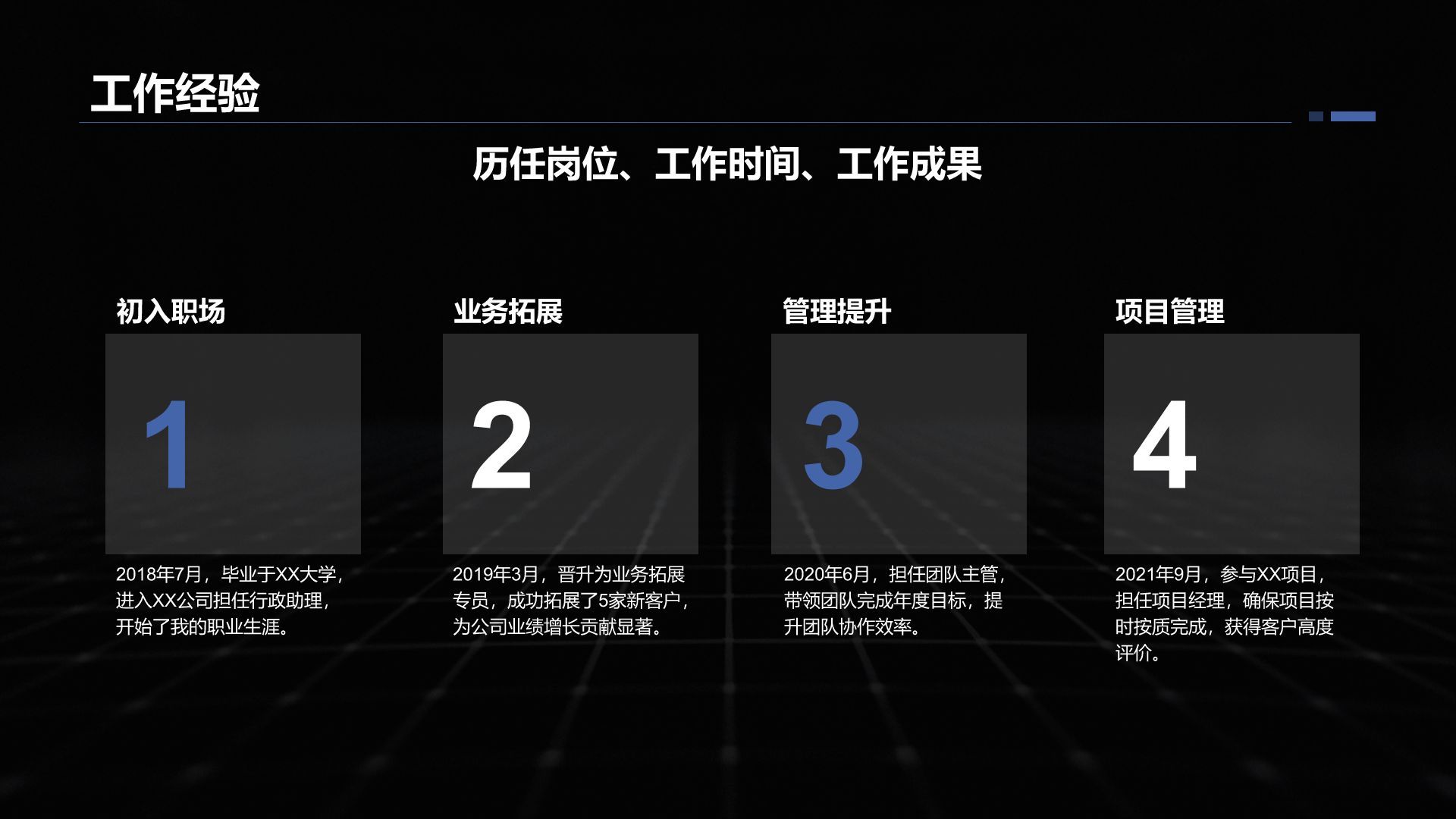 蓝色商务风转正述职报告通用模板PPT模板