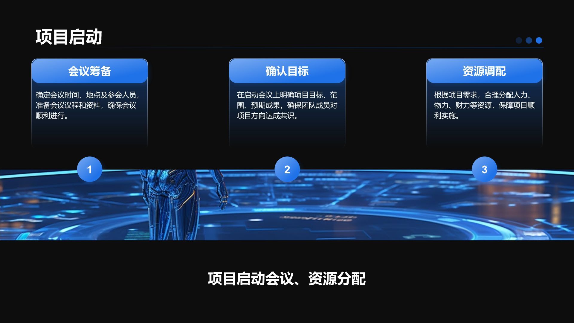 蓝色科技风项目总结汇报模板PPT模板