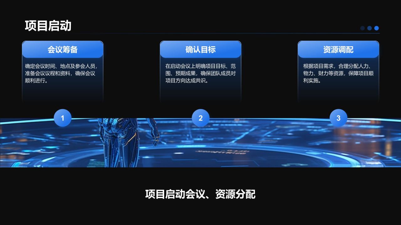 蓝色科技风项目总结汇报模板PPT模板