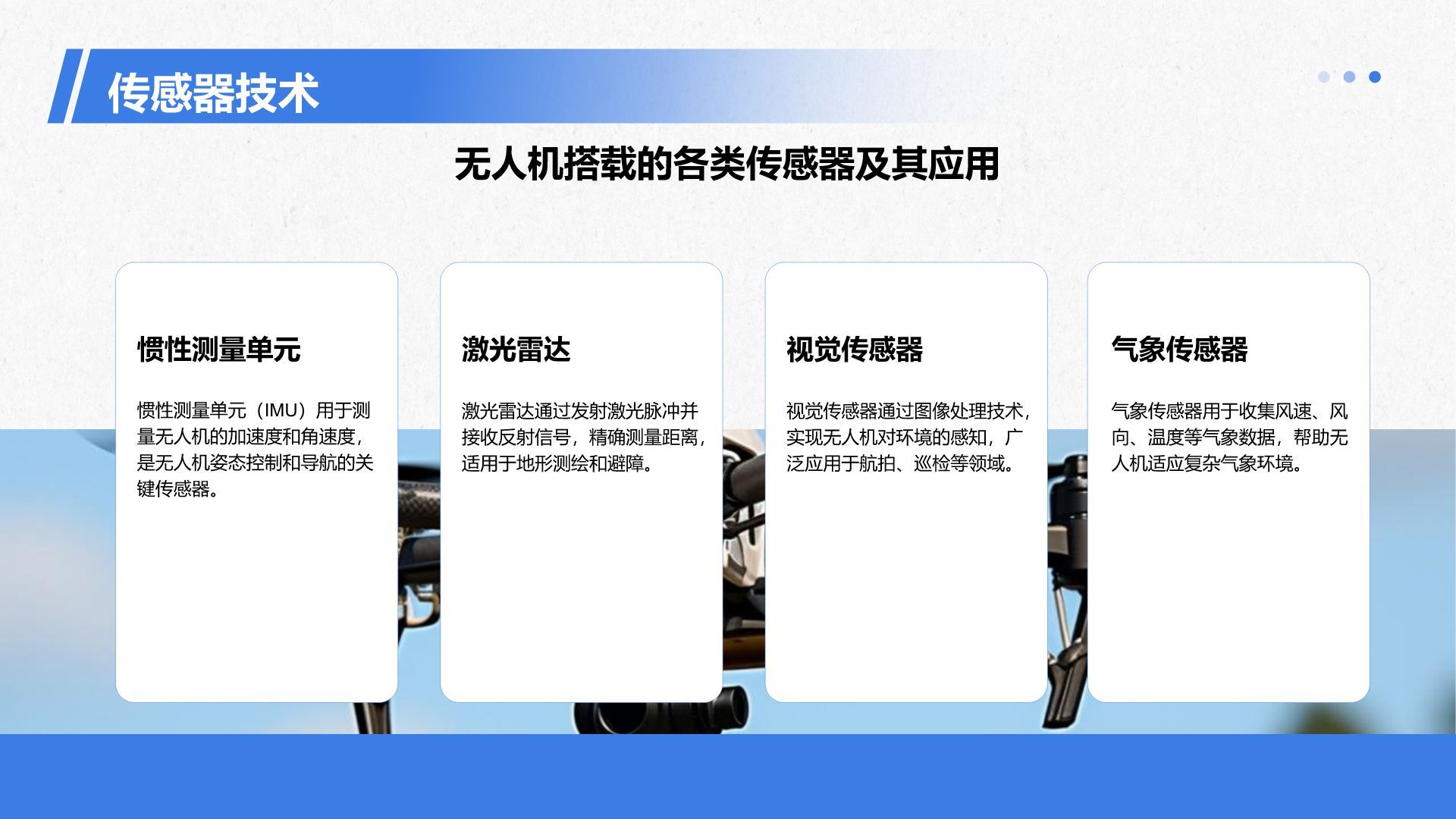 蓝色商务风无人机研究项目PPT模板