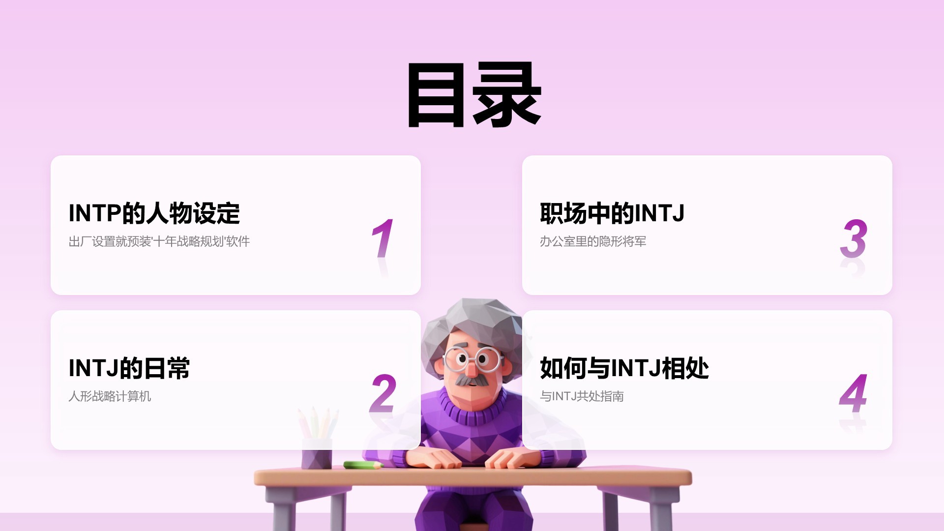 粉色摄影风INTJ人格介绍PPT模板