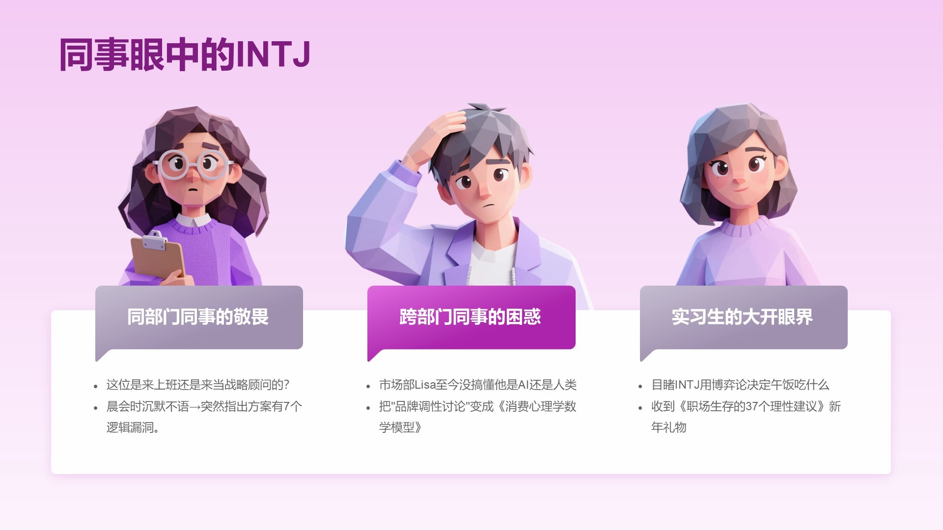 粉色摄影风INTJ人格介绍PPT模板